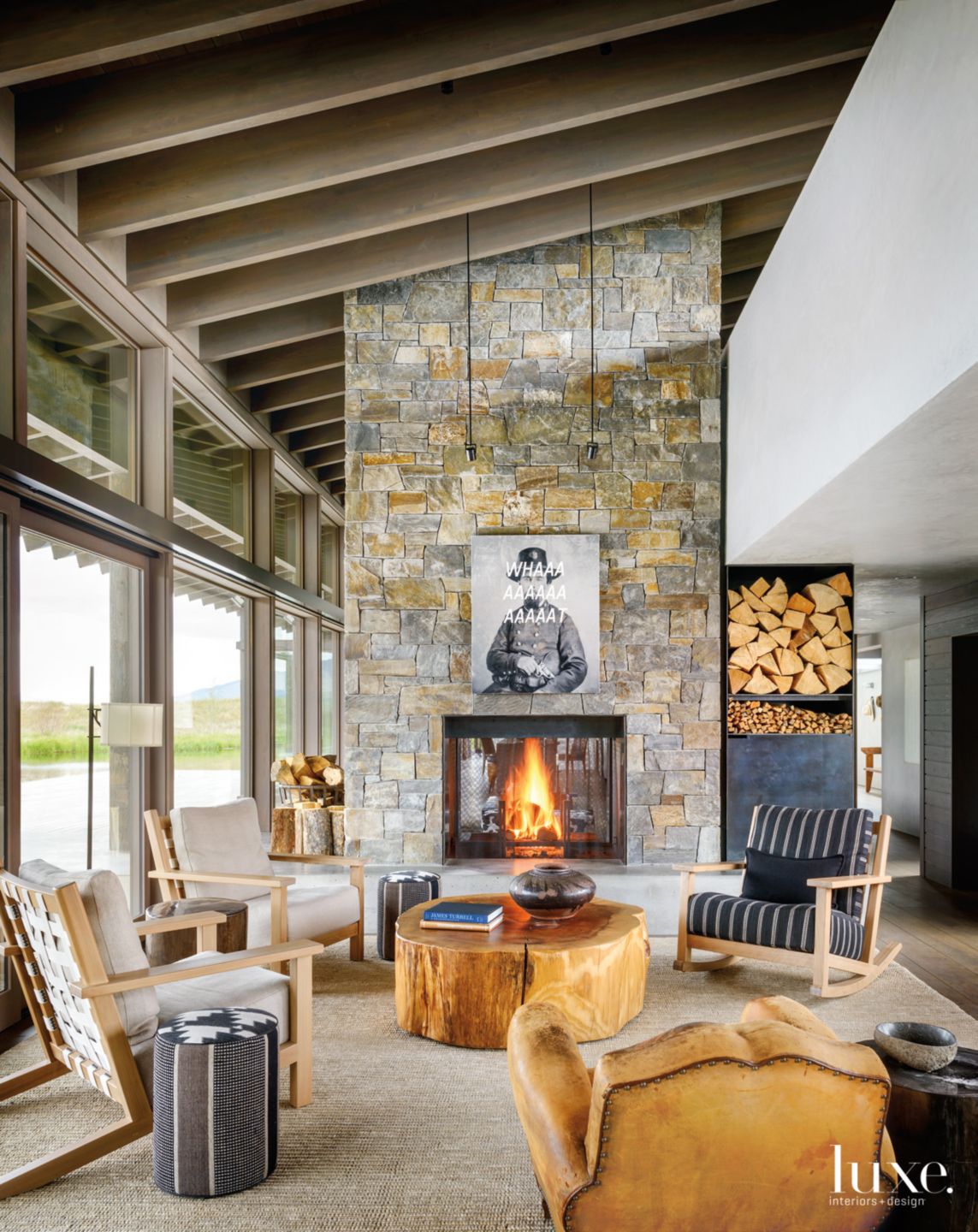 A Lofty Living Space in A Modern Montana Home Luxe Interiors + Design