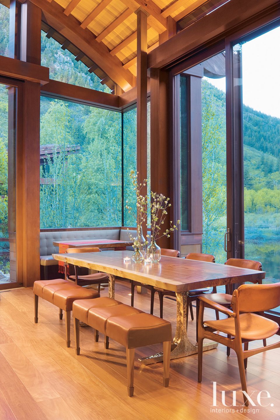 Mountain Neutral Dining Room with Vintage Danish Chairs Luxe