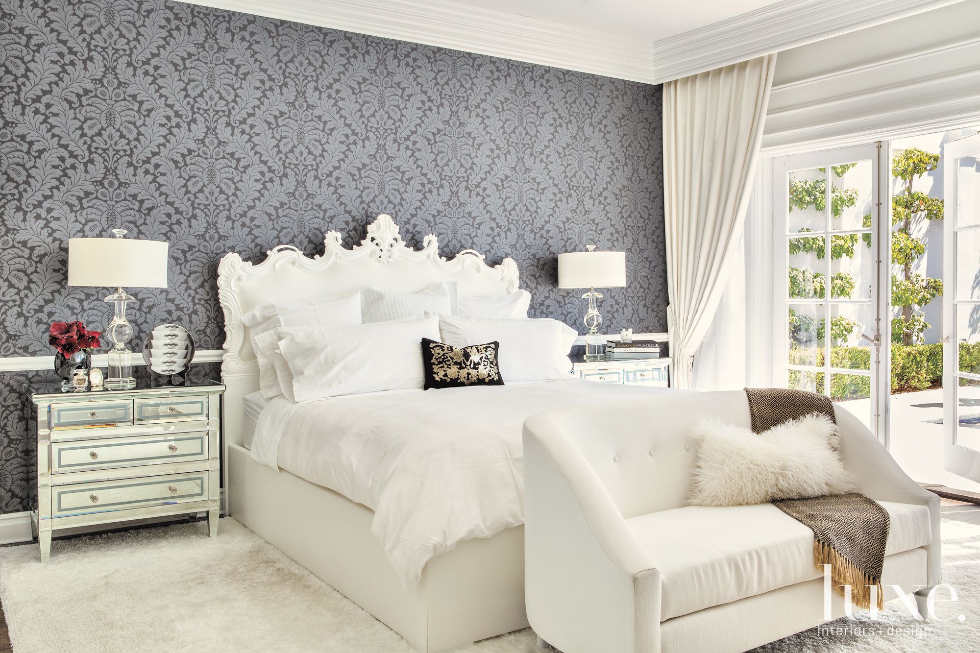 Gray and White Master Bedroom Luxe Interiors + Design