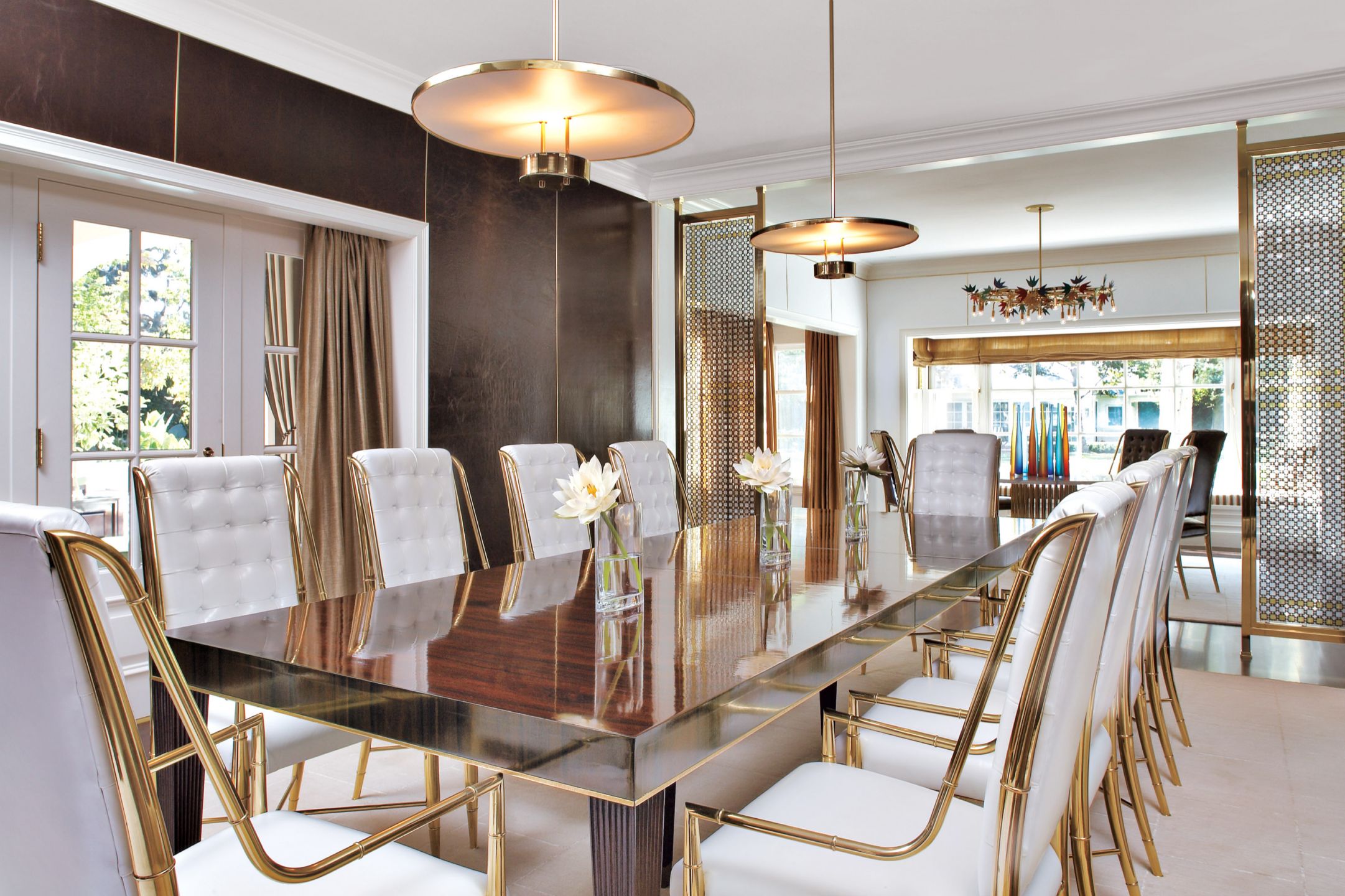 Traditional White and Gold Dining Room - Luxe Interiors + Design