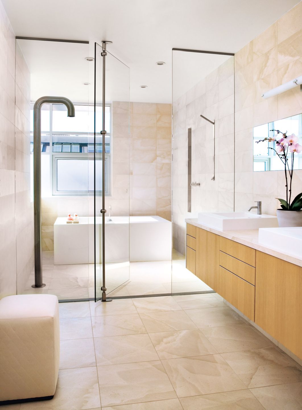 Sleek Neutral Bathroom Luxe Interiors + Design