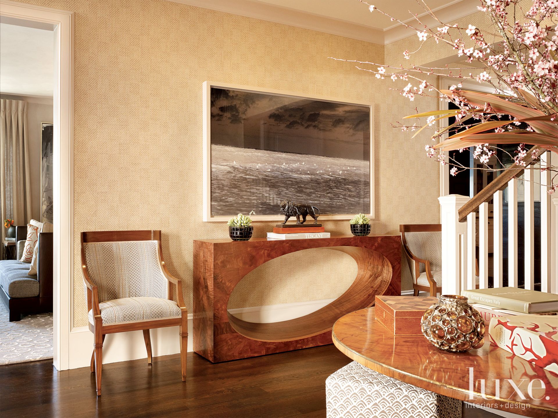 Transitional Foyer Luxe Interiors + Design