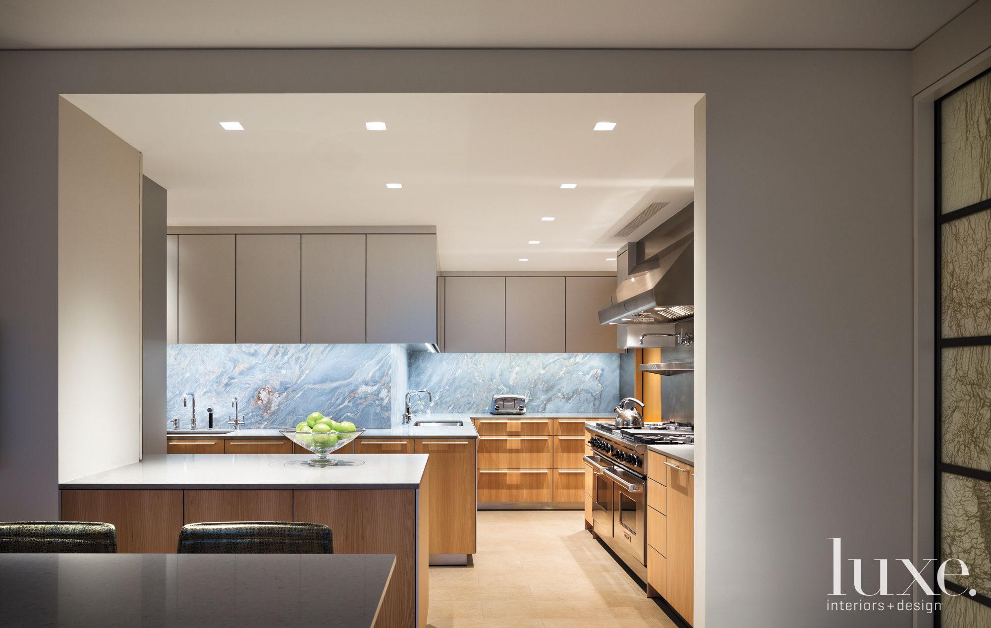 Modern Blue-Gray Kitchen - Luxe Interiors + Design
