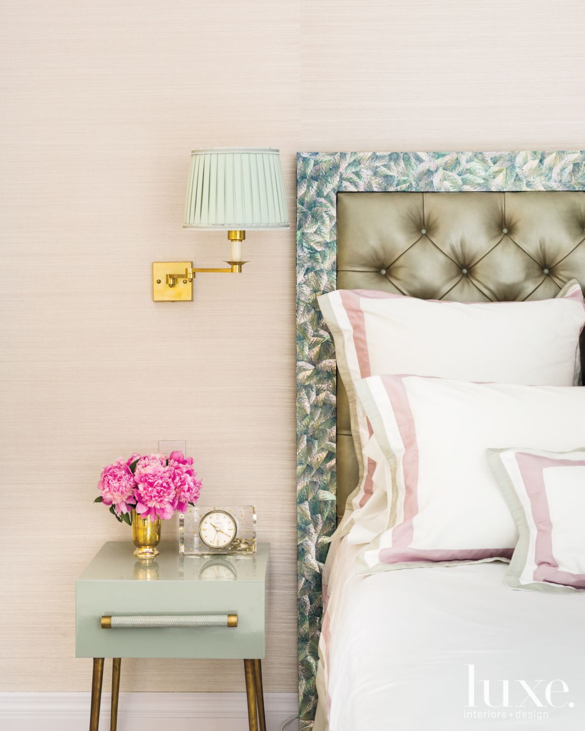 Upholstered Headboard in Master Bedroom - Luxe Interiors + Design