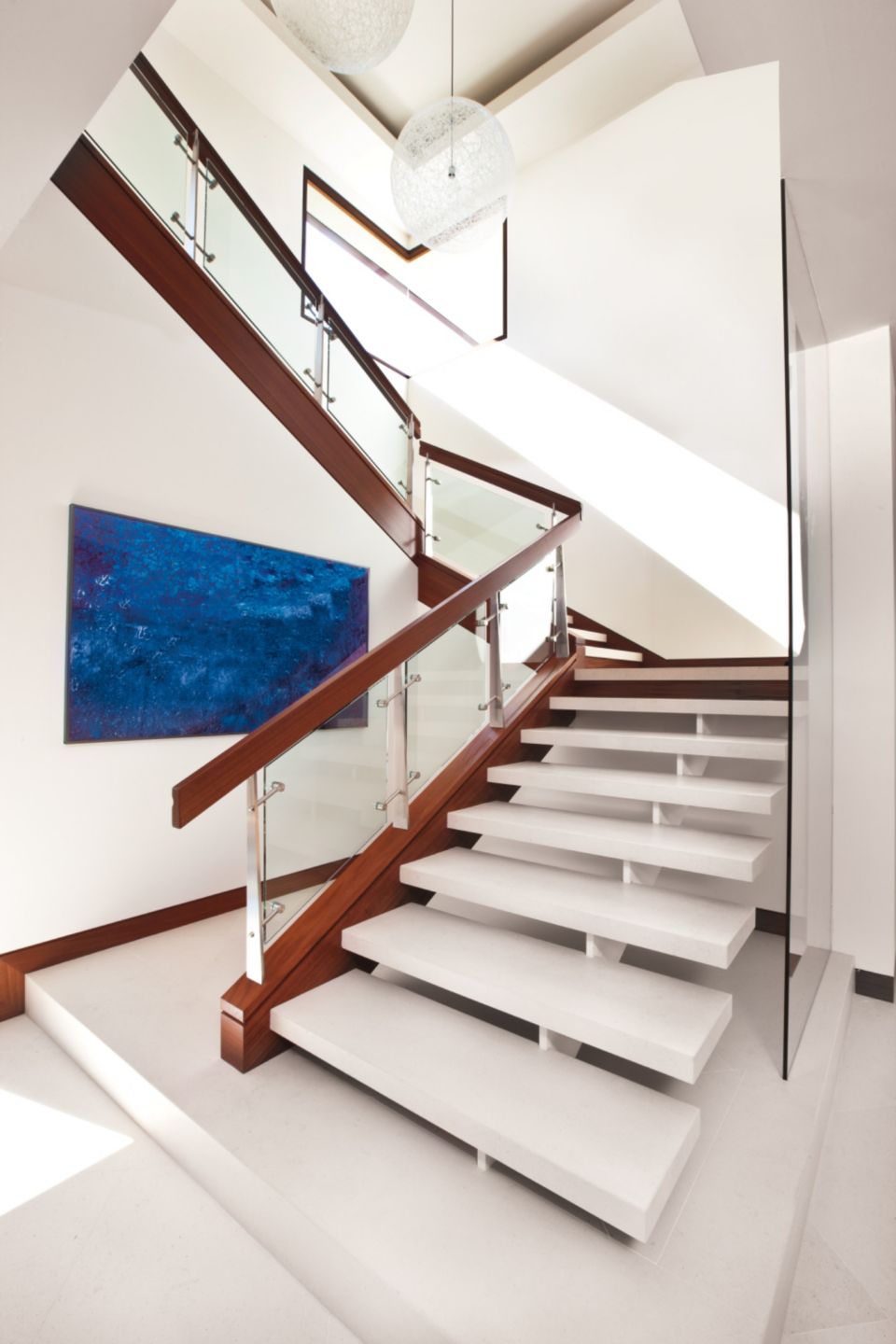 Contemporary White Staircase - Luxe Interiors + Design