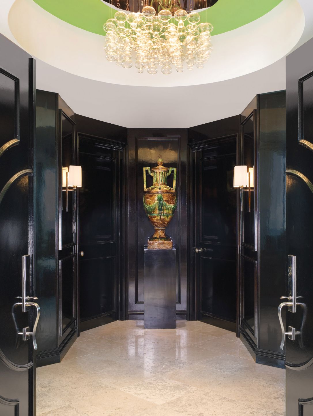 Bold Green Foyer Luxe Interiors + Design