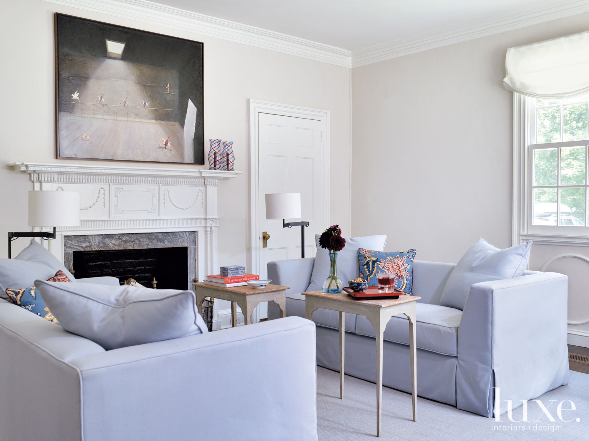 White Transitional Living Room - Luxe Interiors + Design