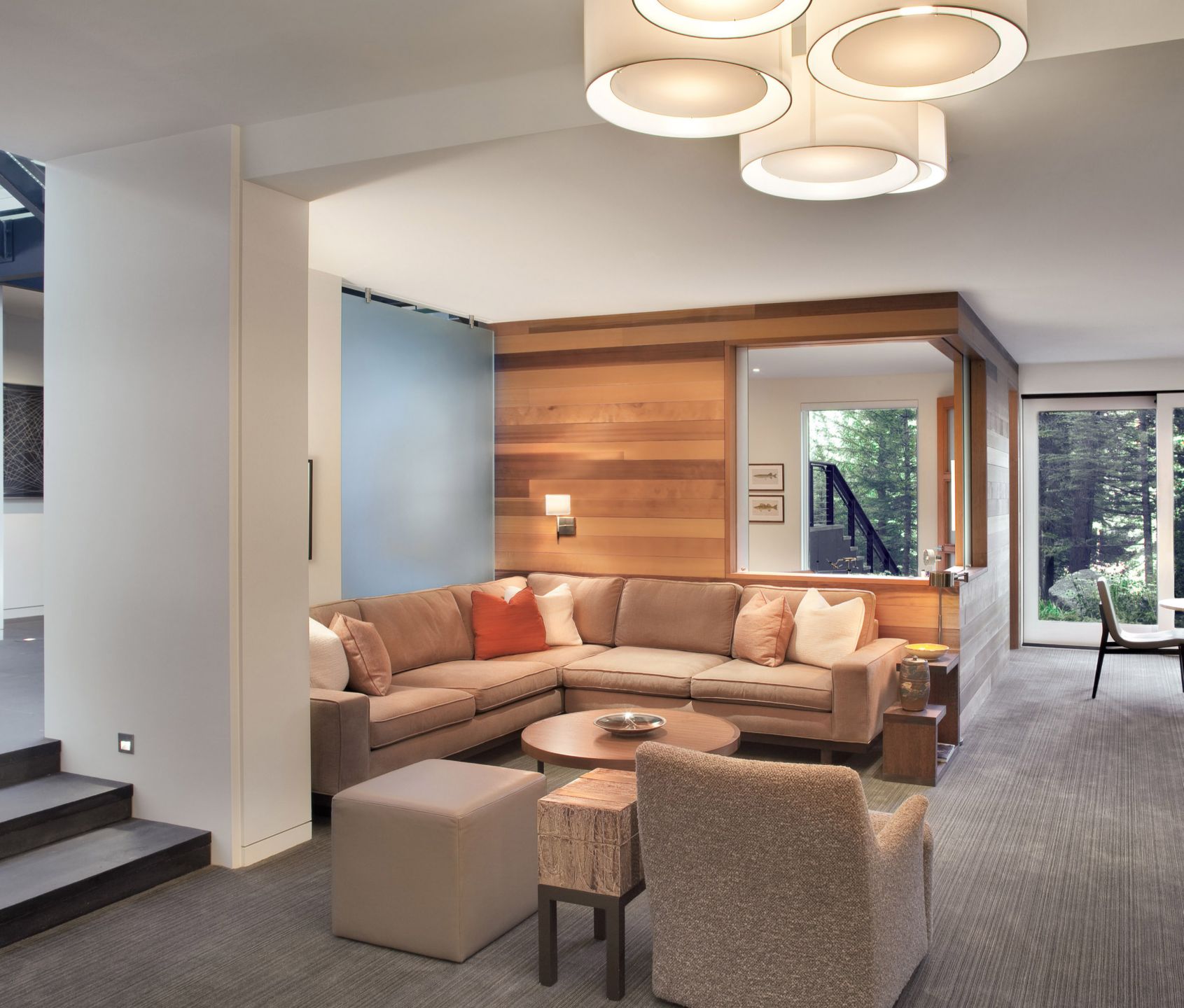 Contemporary Brown Living Room - Luxe Interiors + Design