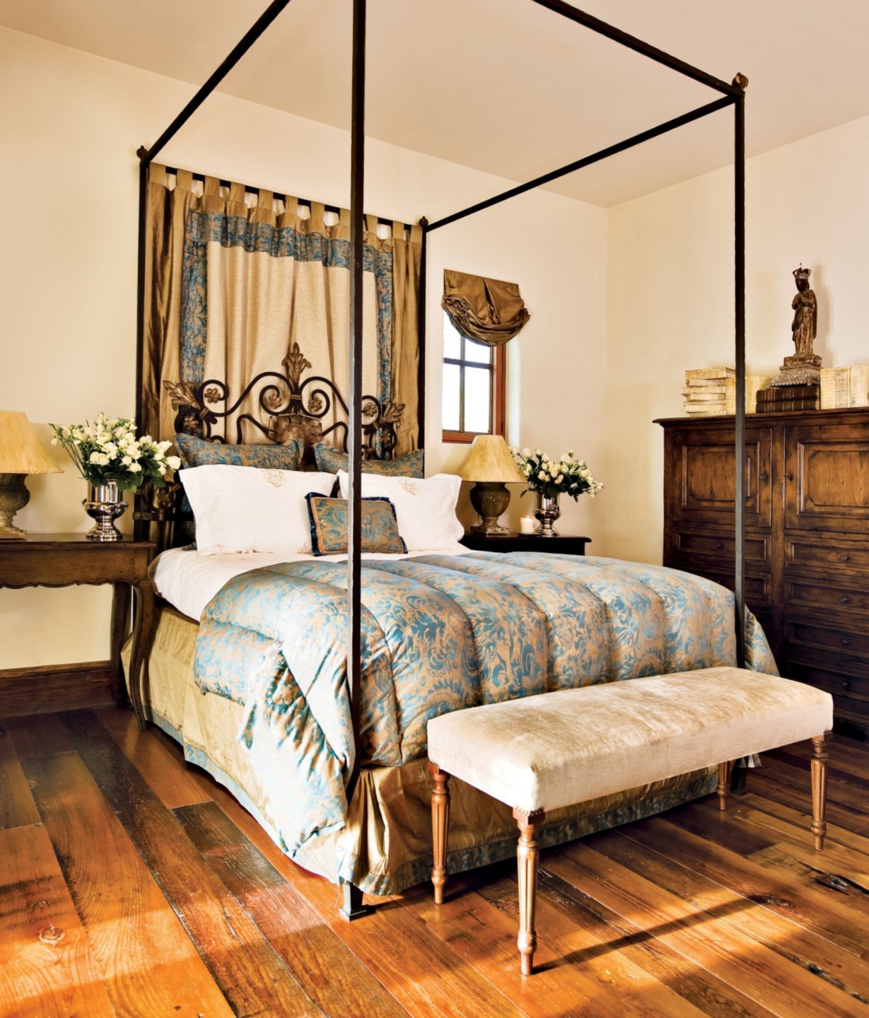 Mediterranean Neutral Bedroom Luxe Interiors + Design