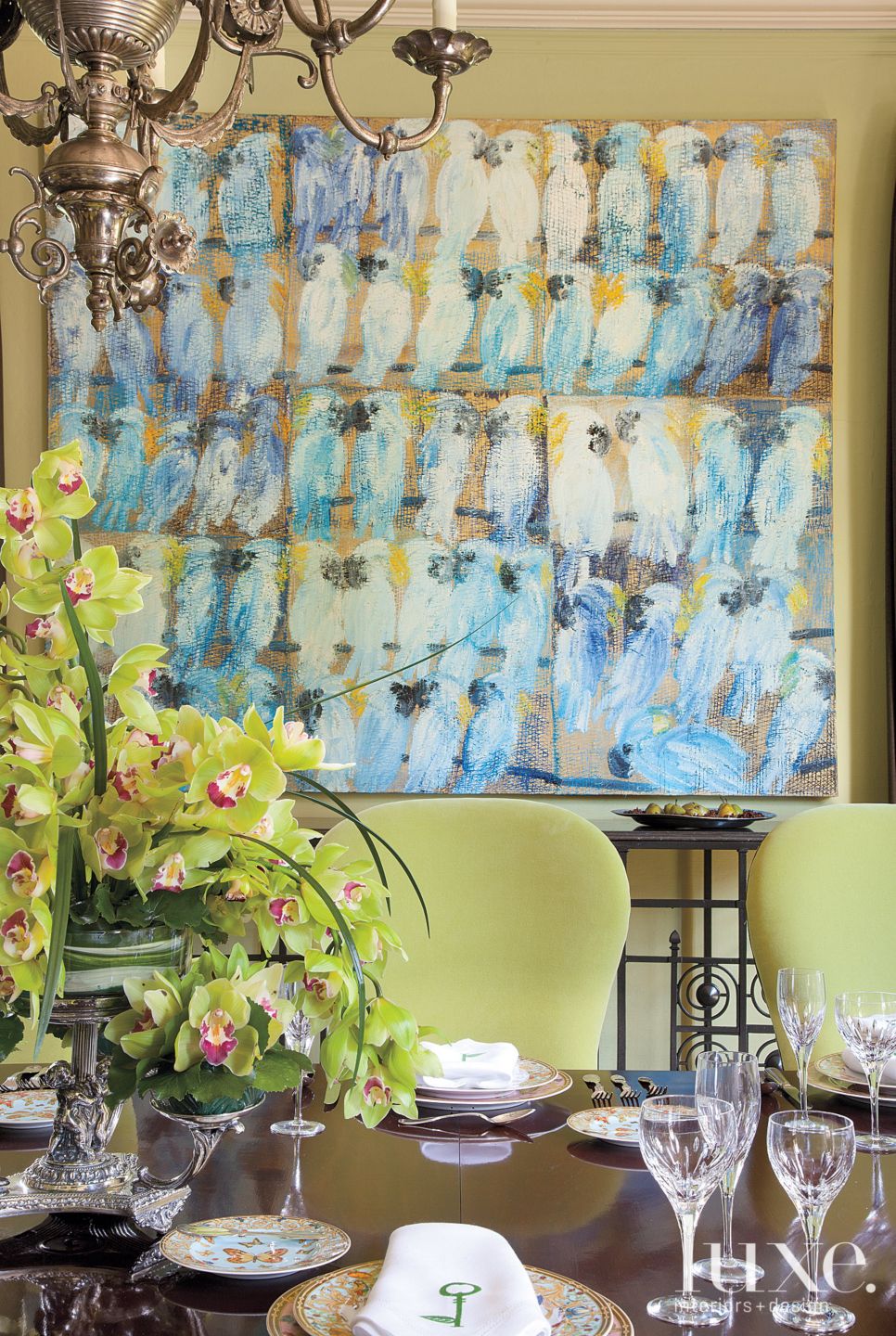 Green Traditional Dining Room Luxe Interiors + Design