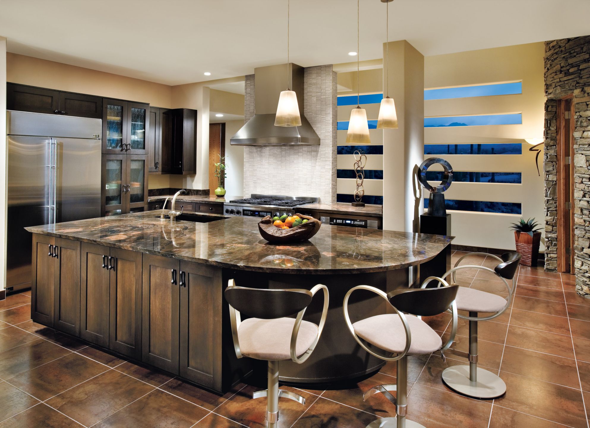 Contemporary Brown Kitchen Luxe Interiors + Design