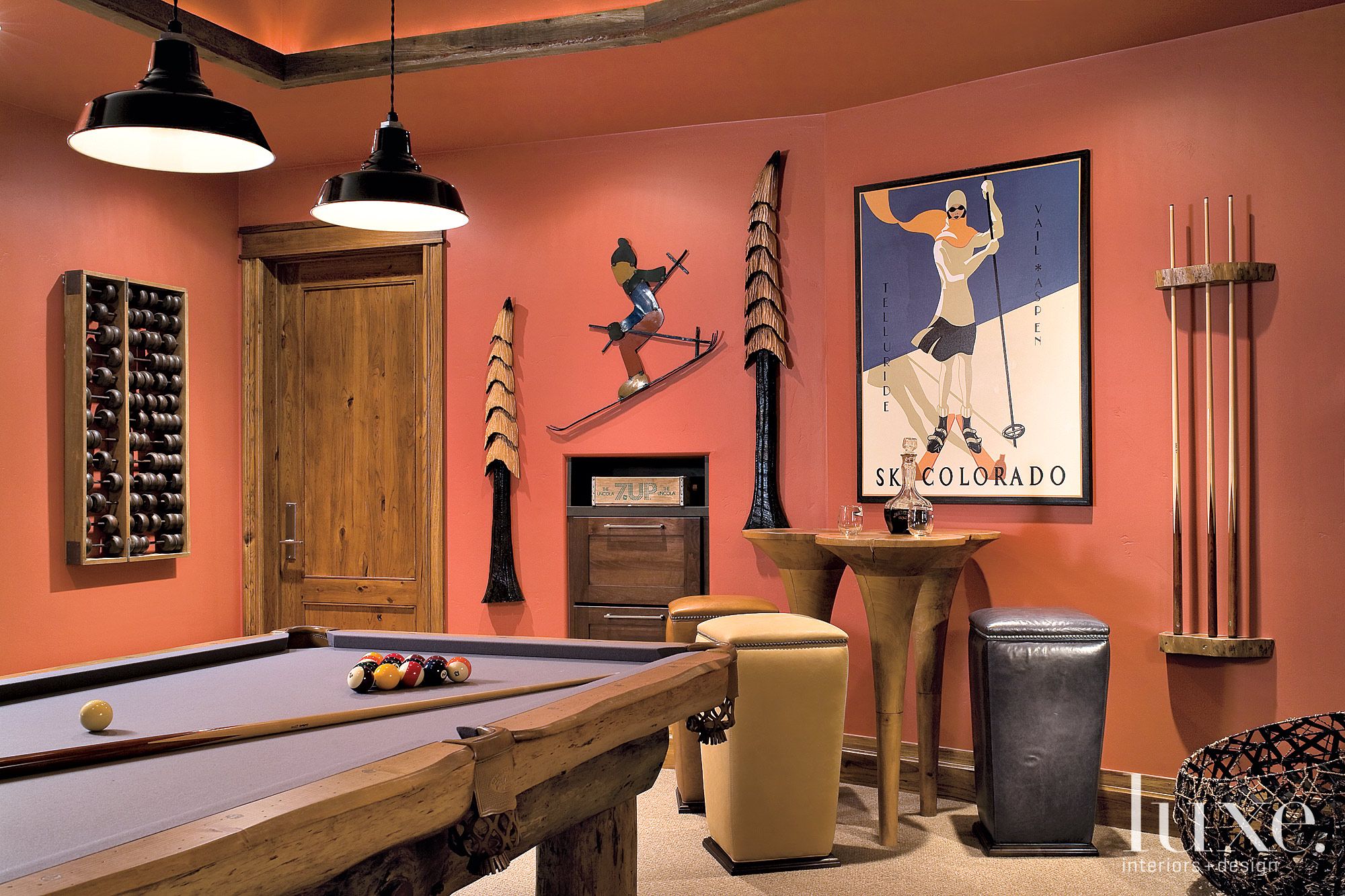 Rustic Red Game Room Luxe Interiors + Design