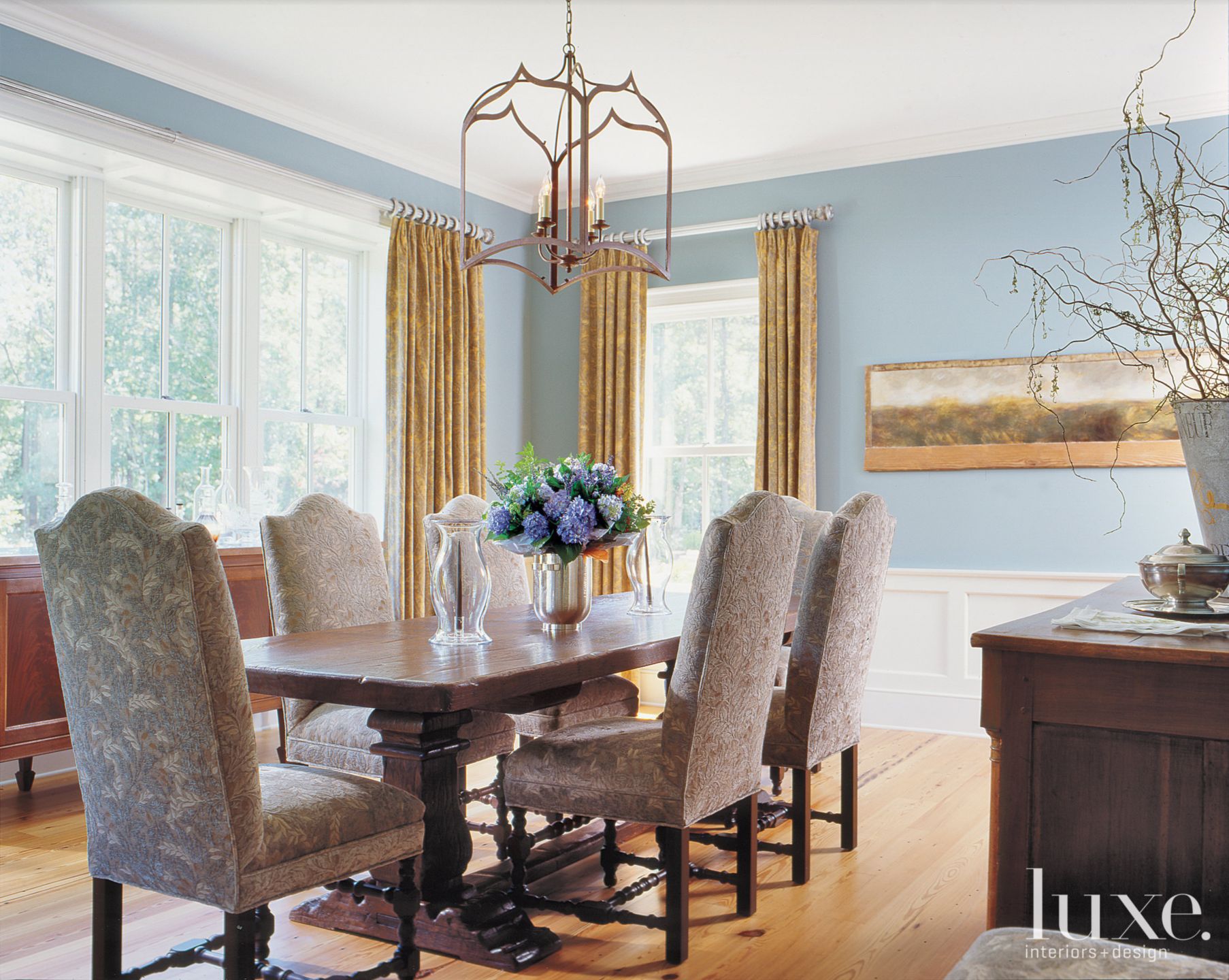 Traditional Blue Dining Room Luxe Interiors + Design