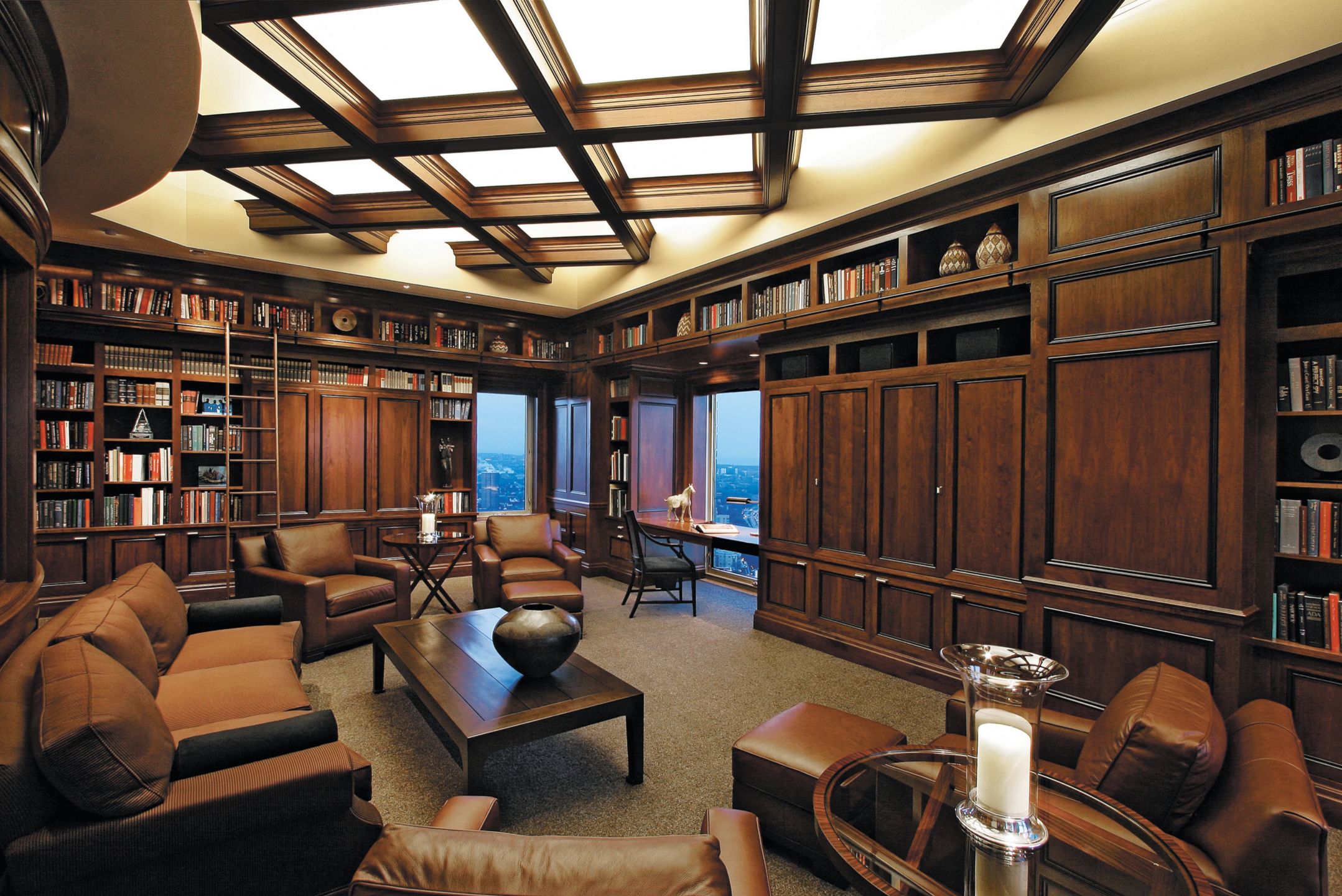 Traditional Brown Library Luxe Interiors + Design