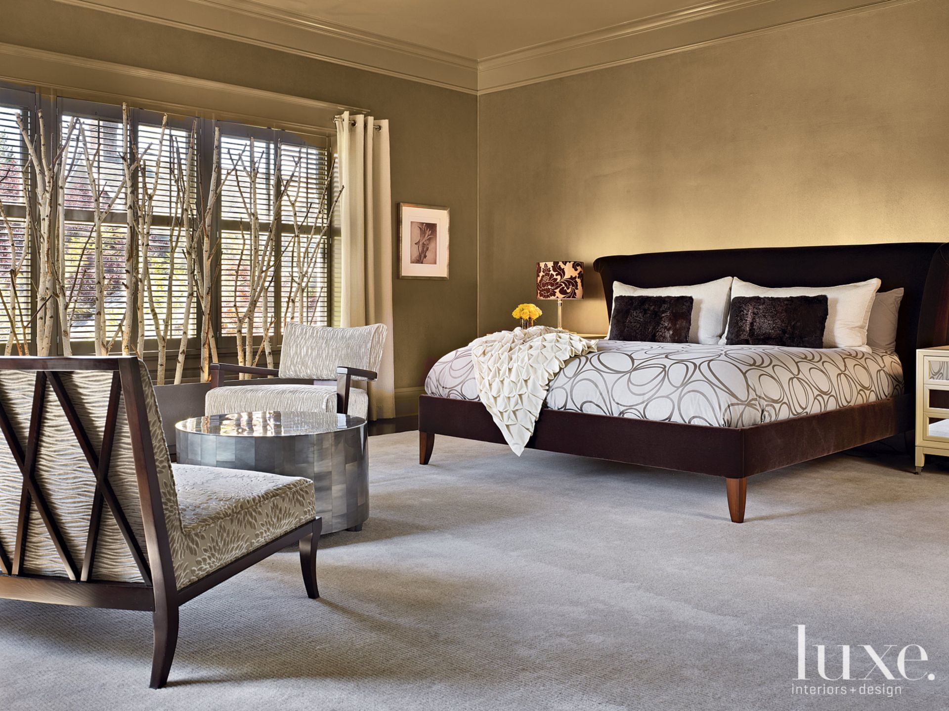 Gold Transitional Master Bedroom Luxe Interiors + Design