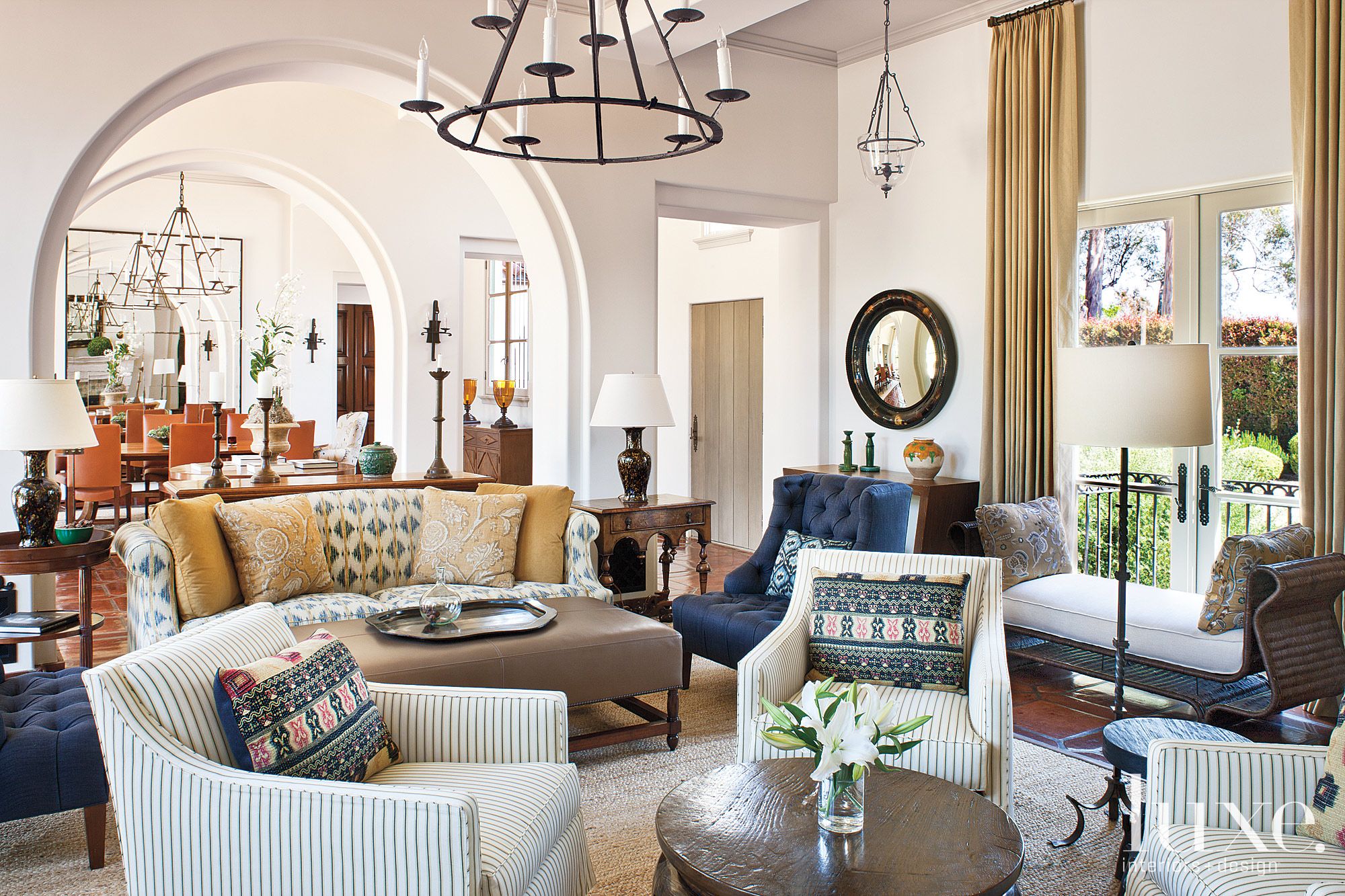 Eclectic Patterned Living Room Luxe Interiors + Design