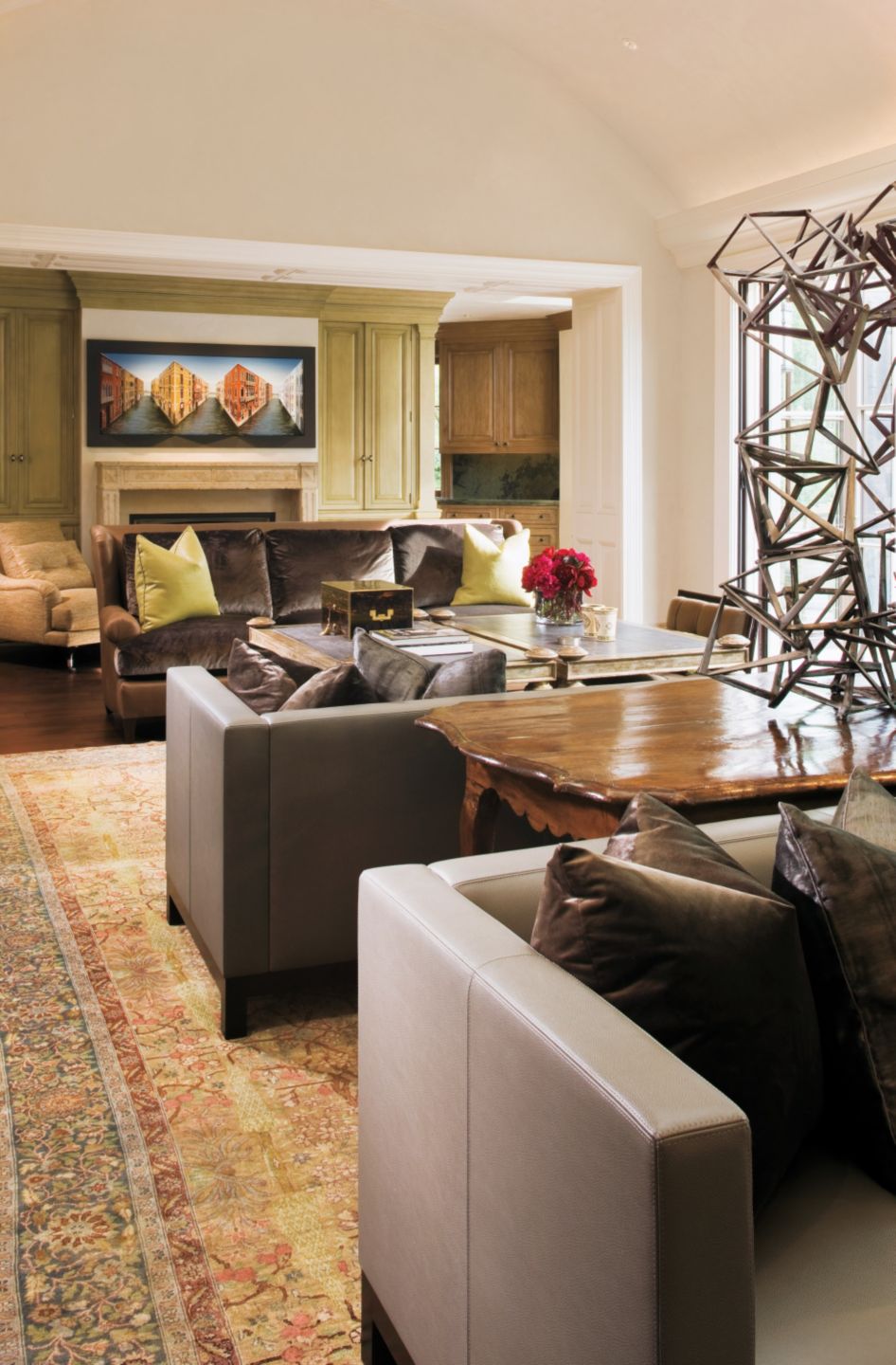 Contemporary Brown Living Room - Luxe Interiors + Design