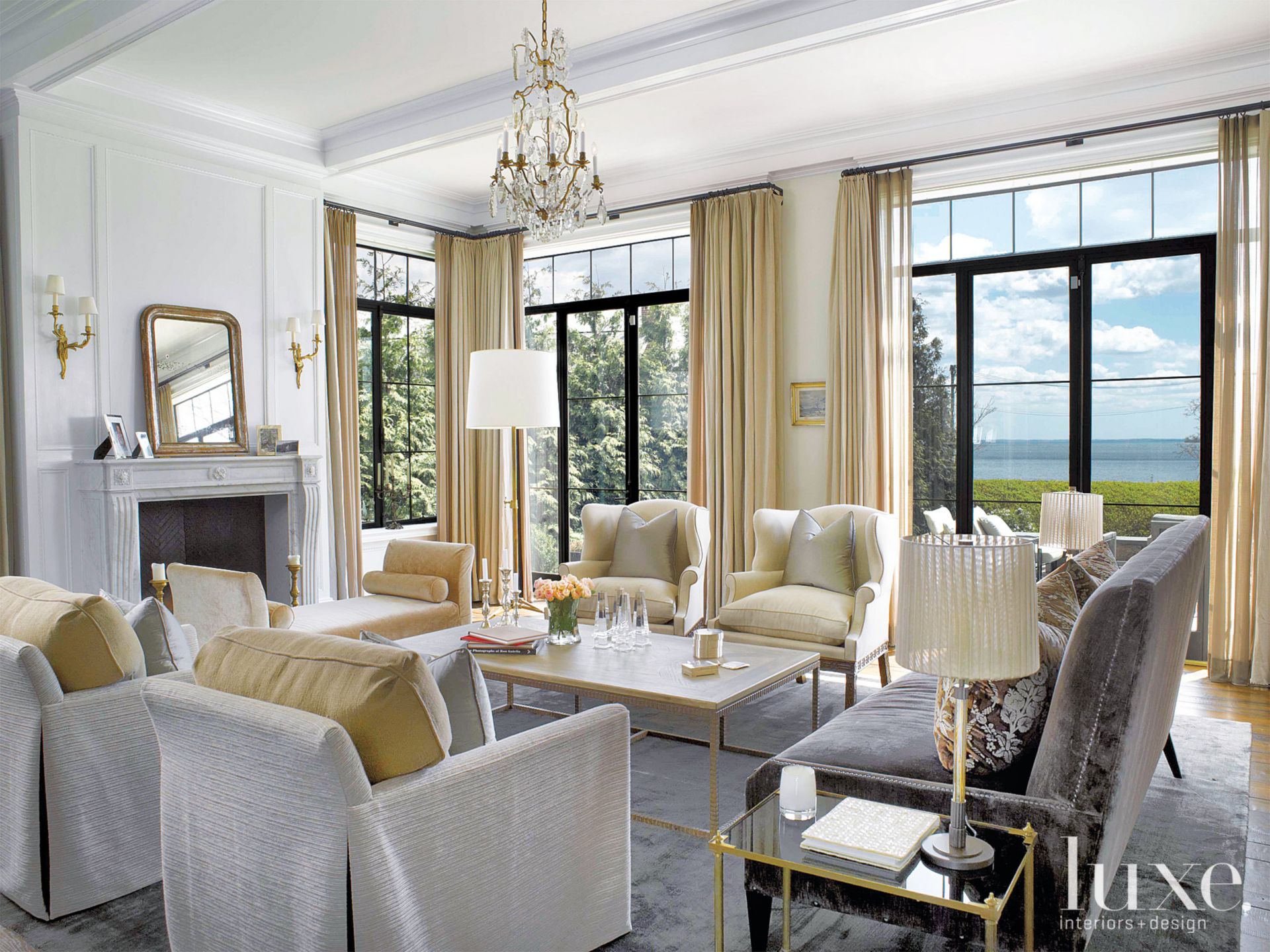 Cream Colored Living Room - Luxe Interiors + Design