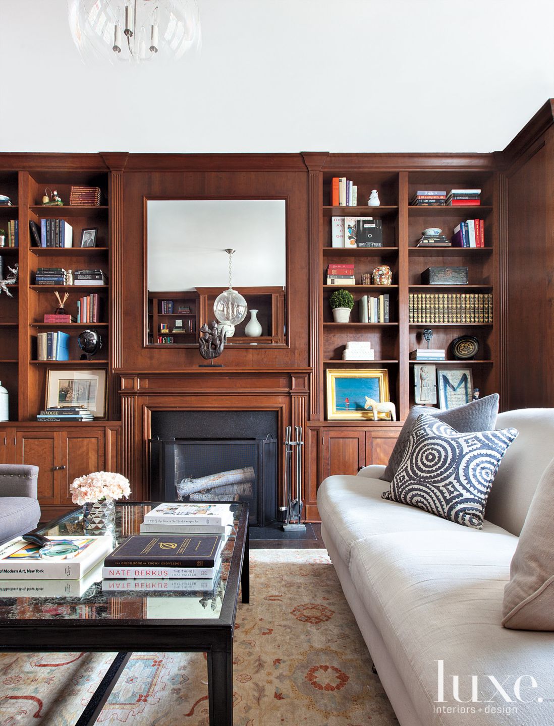 Traditional Wood Paneled Library - Luxe Interiors + Design