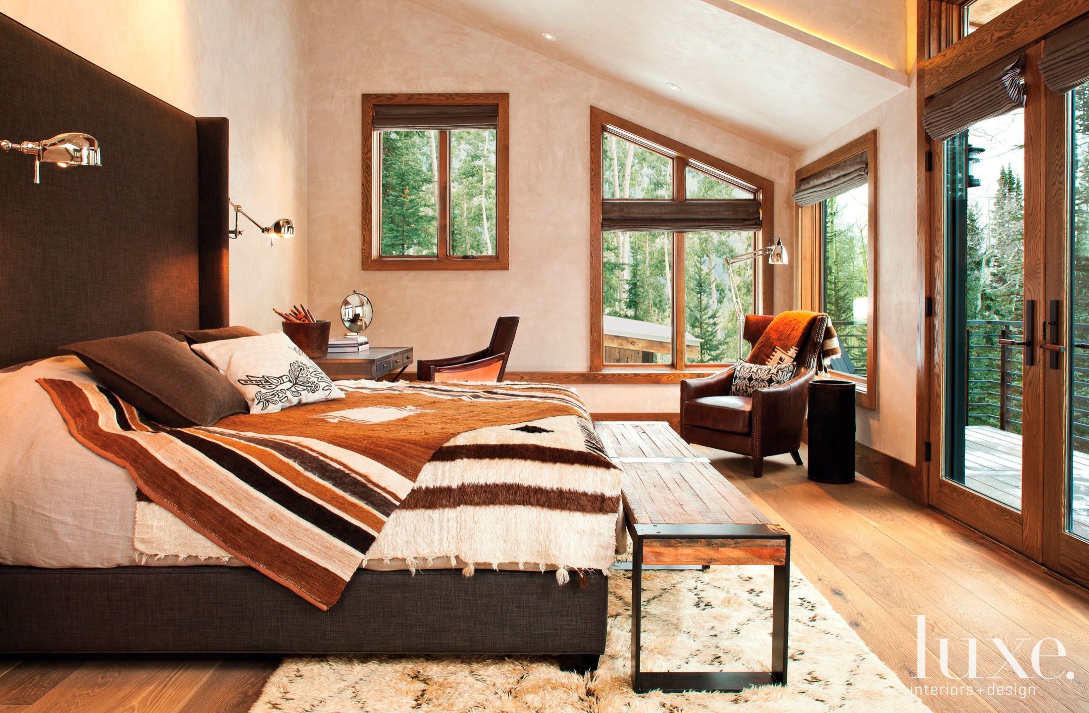 Mixed Material Bedroom - Luxe Interiors + Design