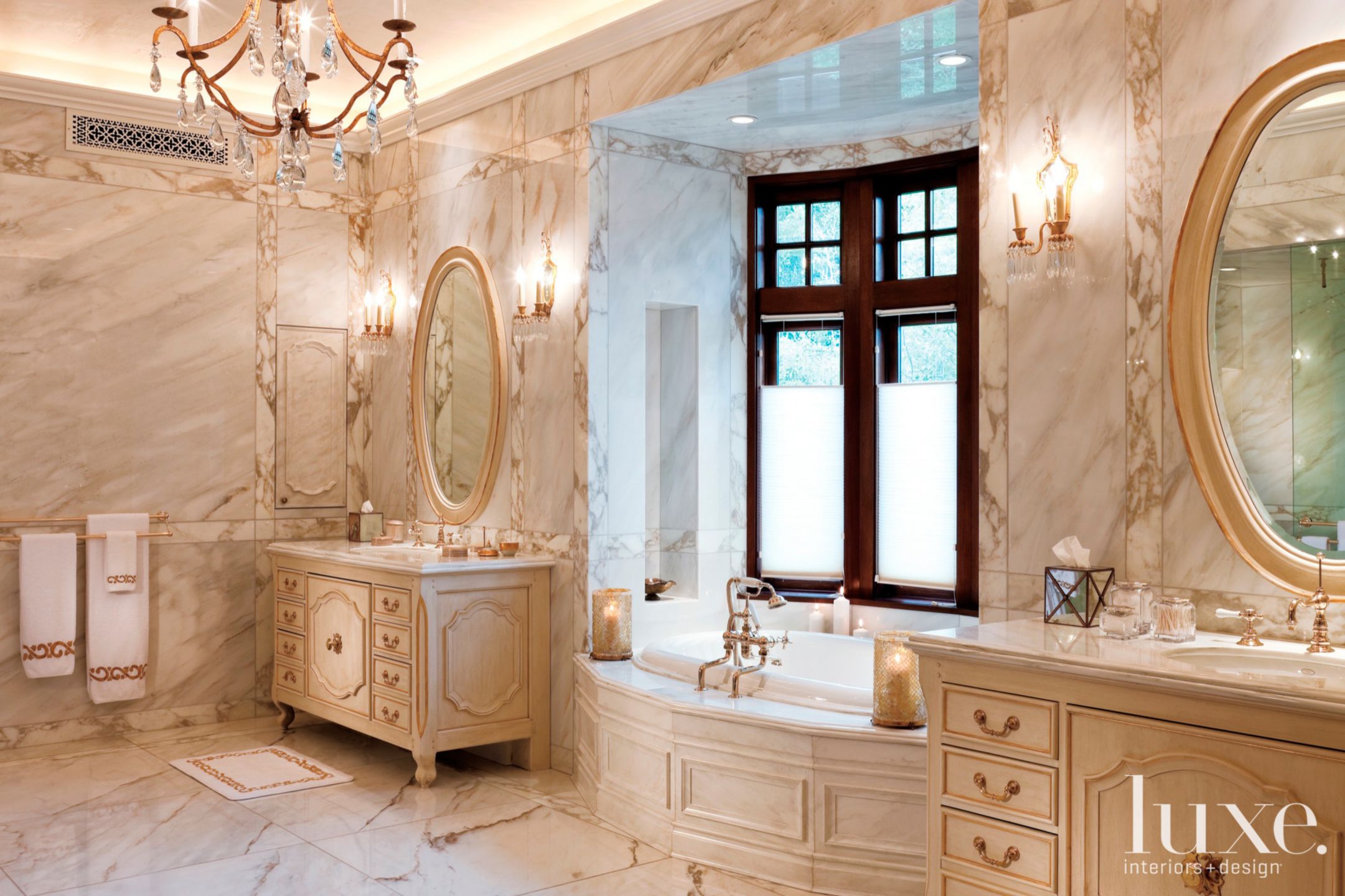 Marble Clad Bathroom Luxe Interiors + Design