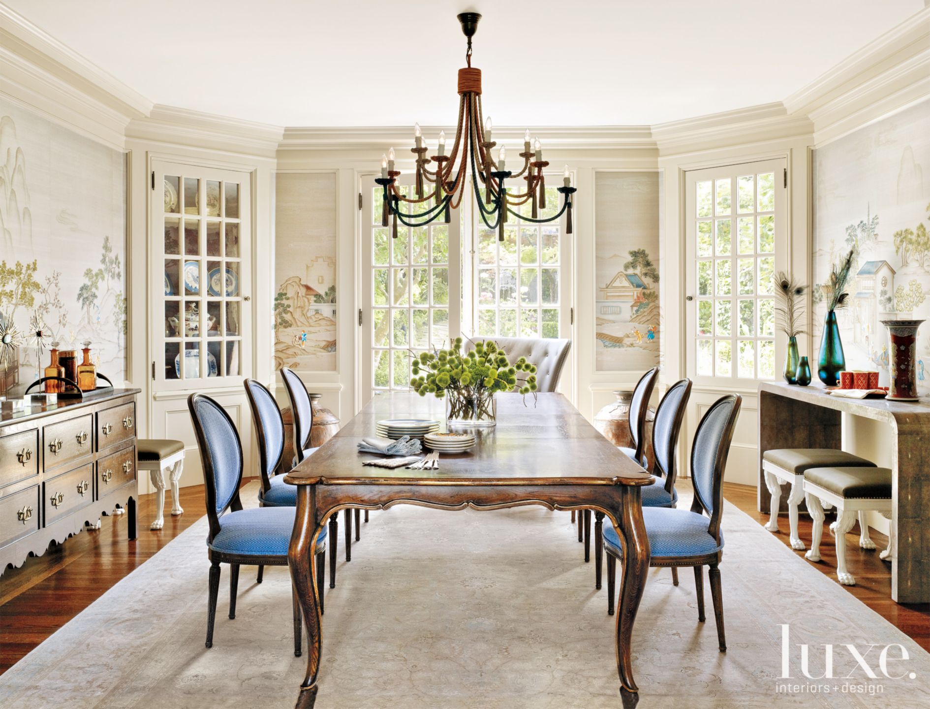 Traditional Cream Dining Room - Luxe Interiors + Design
