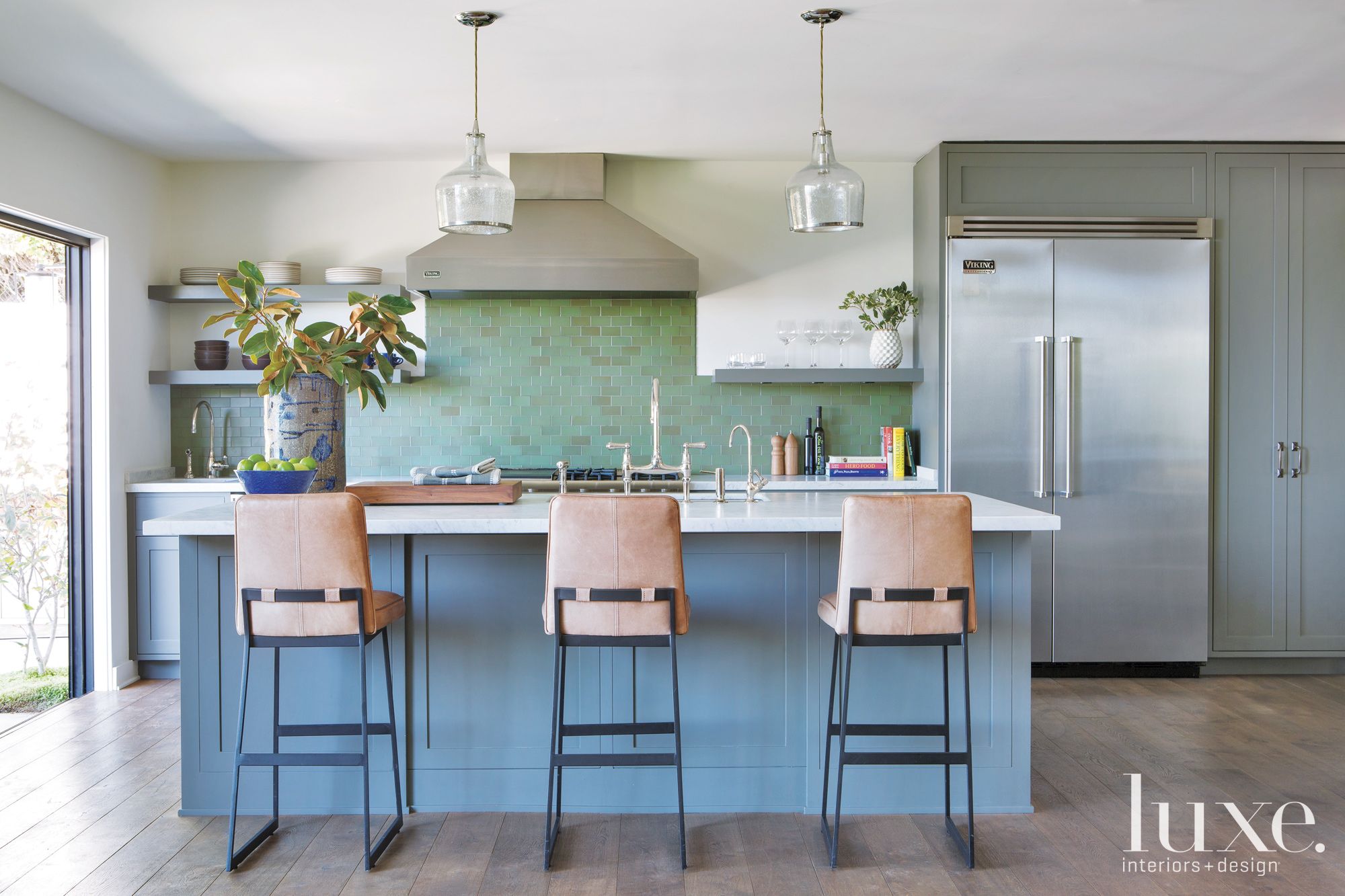 Blue and Green Modern Kitchen Luxe Interiors + Design