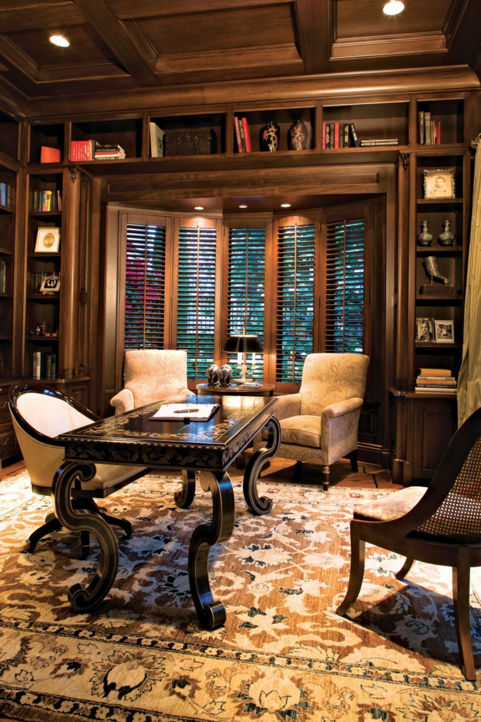 Traditional Brown Library Luxe Interiors + Design