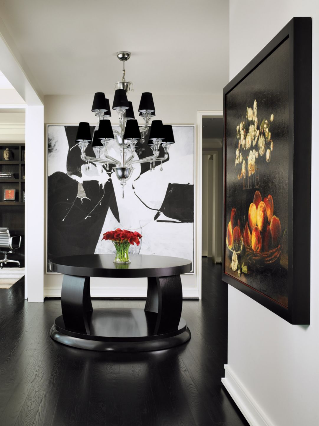 Contemporary Black and White Foyer Luxe Interiors + Design