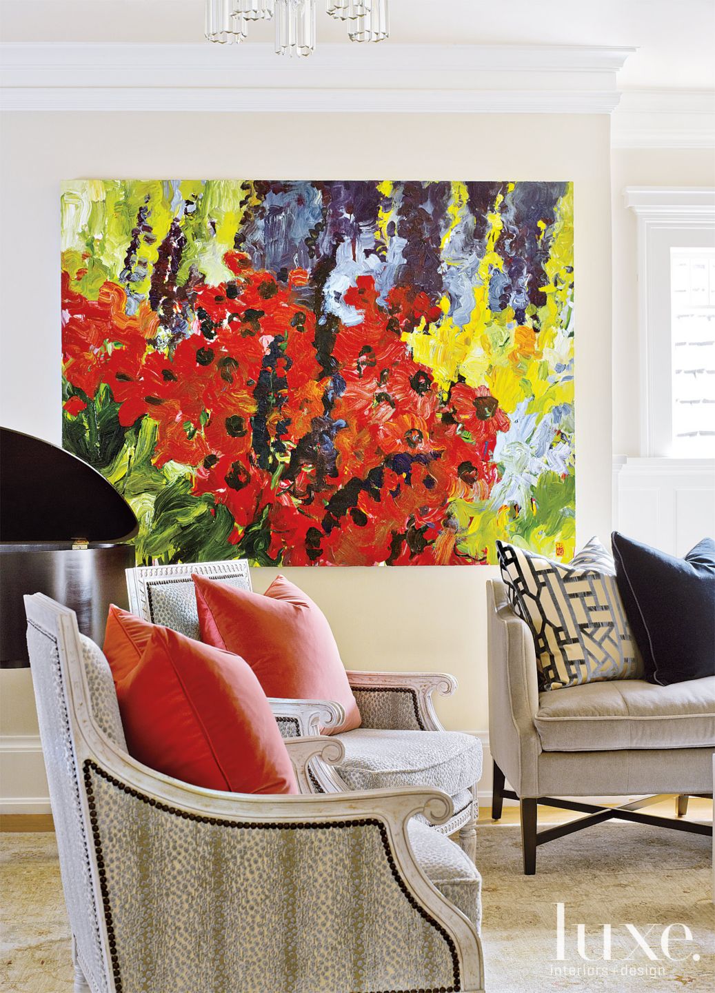 Neutral Transitional Living Room Luxe Interiors + Design