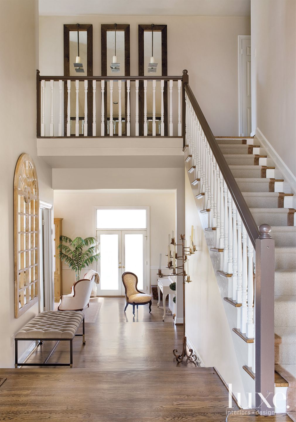 Transitional Neutral Foyer Luxe Interiors + Design