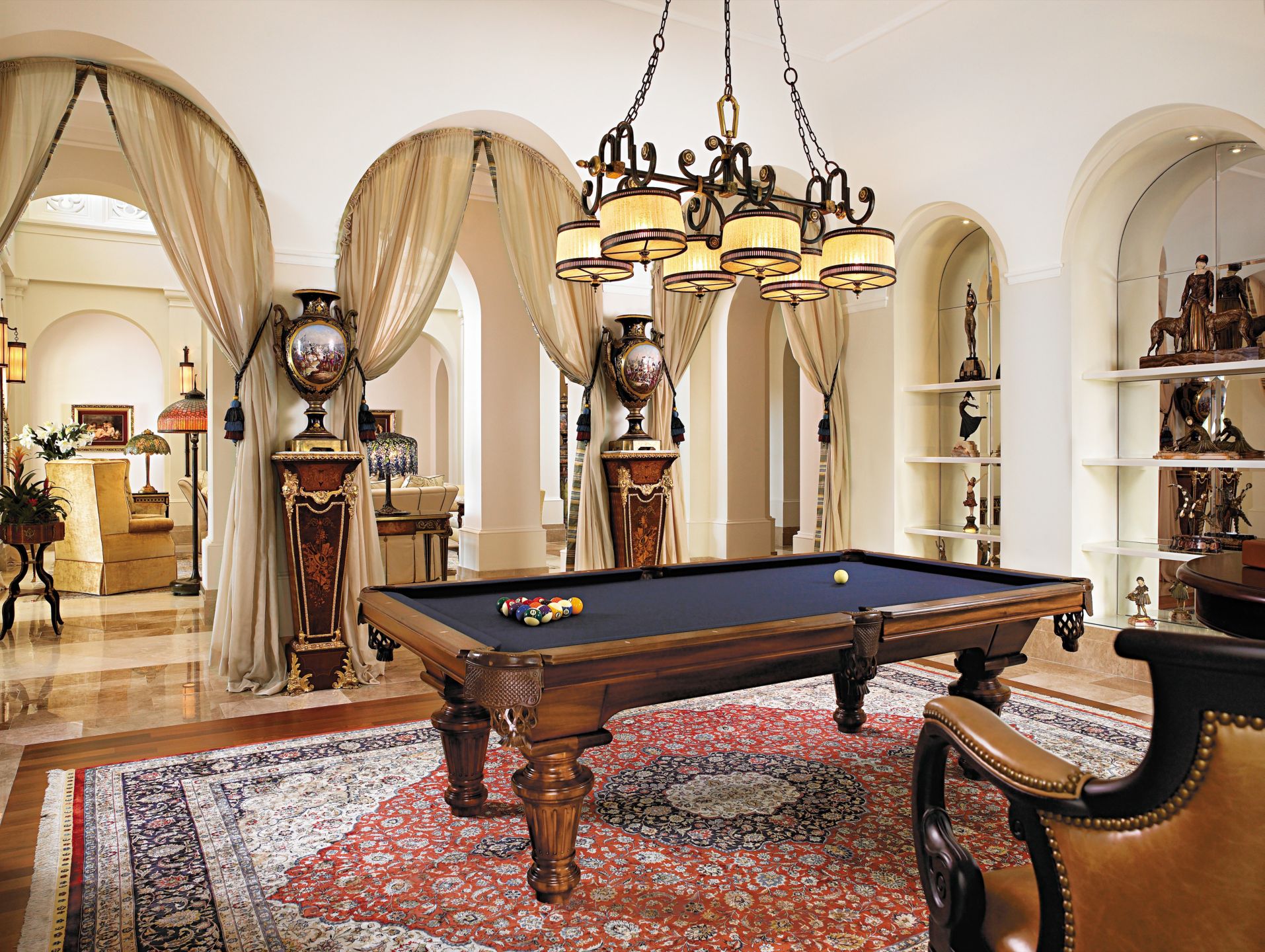 Neutral Traditional Billiards Room - Luxe Interiors + Design