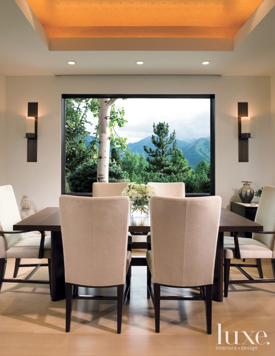 A Dining Room With A Mountain View - Luxe Interiors + Design