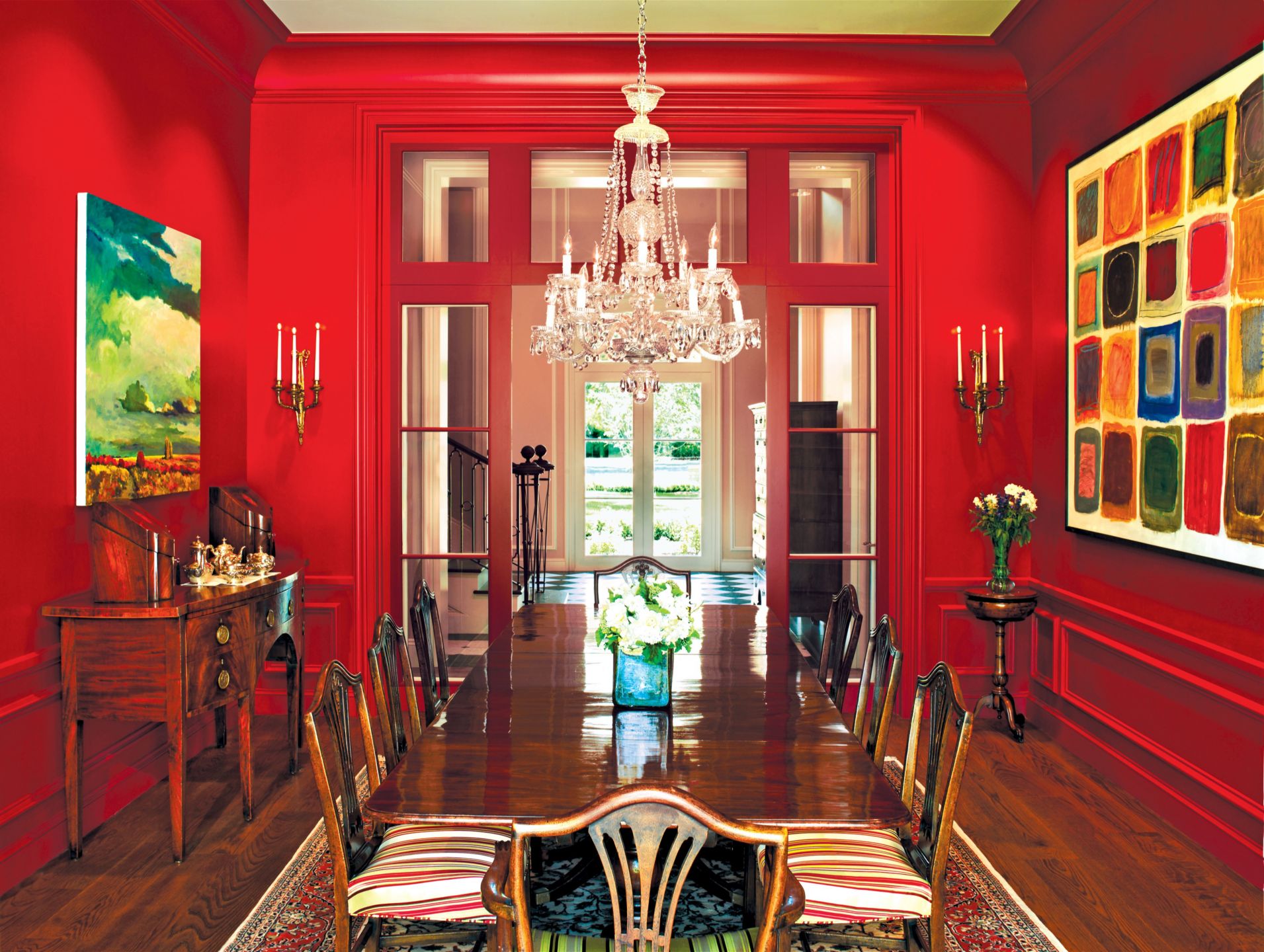 Traditional Red Dining Room - Luxe Interiors + Design