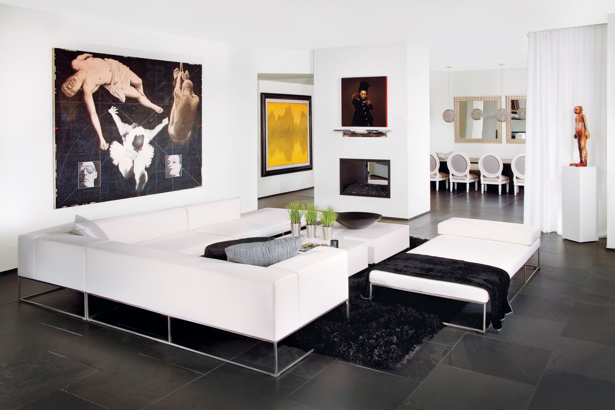 Modern White Living Room - Luxe Interiors + Design