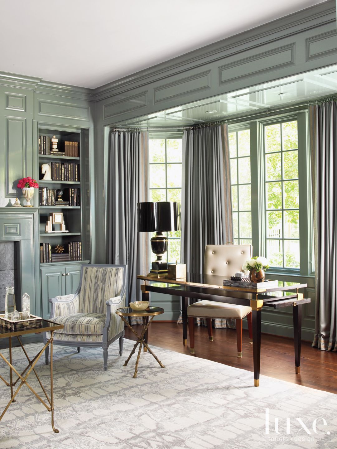 Traditional Blue Study - Luxe Interiors + Design