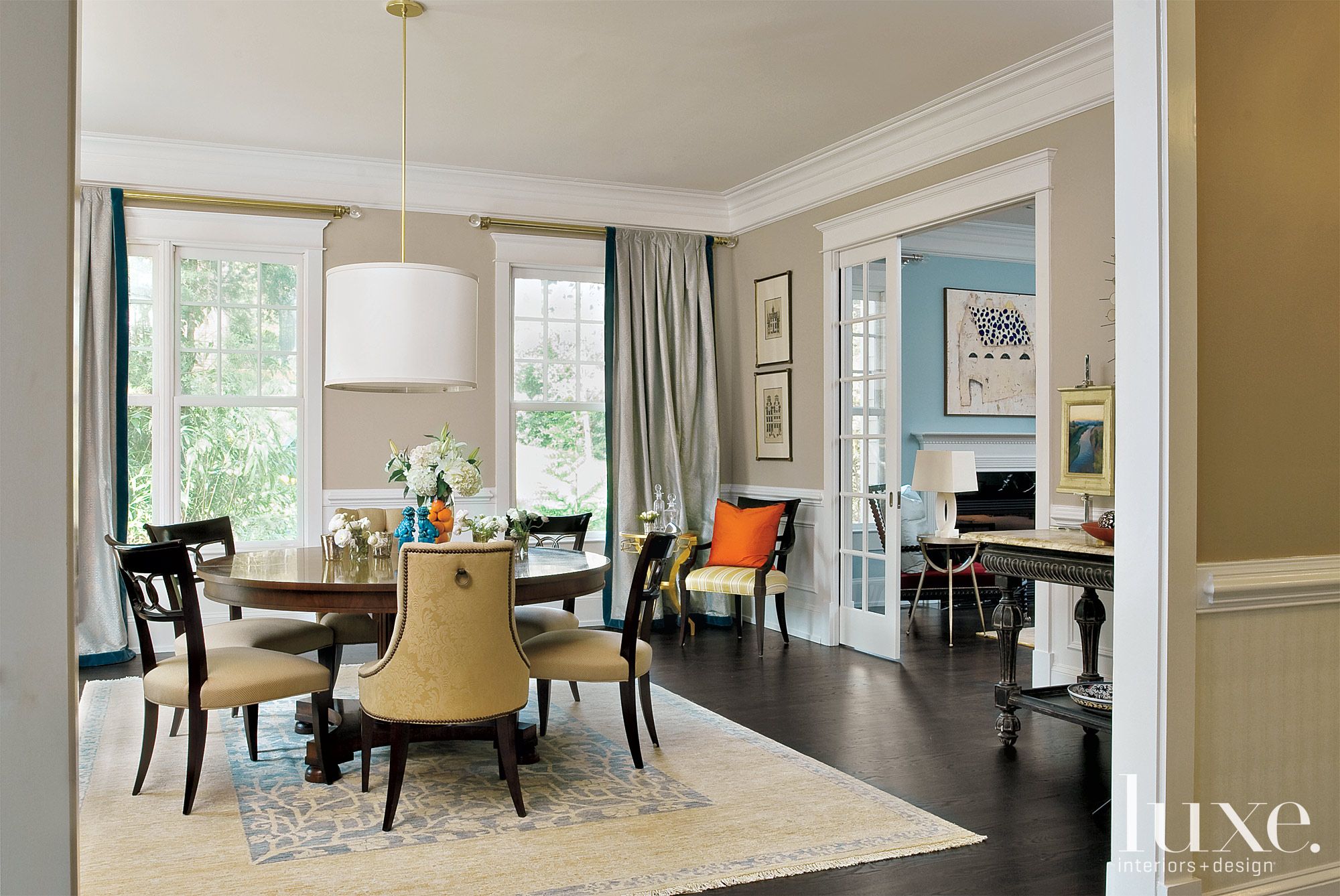 Transitional Neutral Dining Room Luxe Interiors + Design