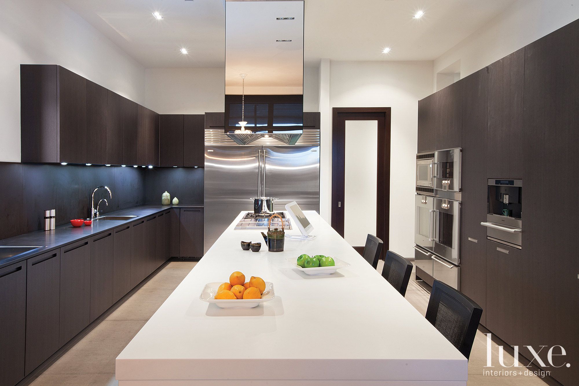 Dark Quartz Kitchen Island