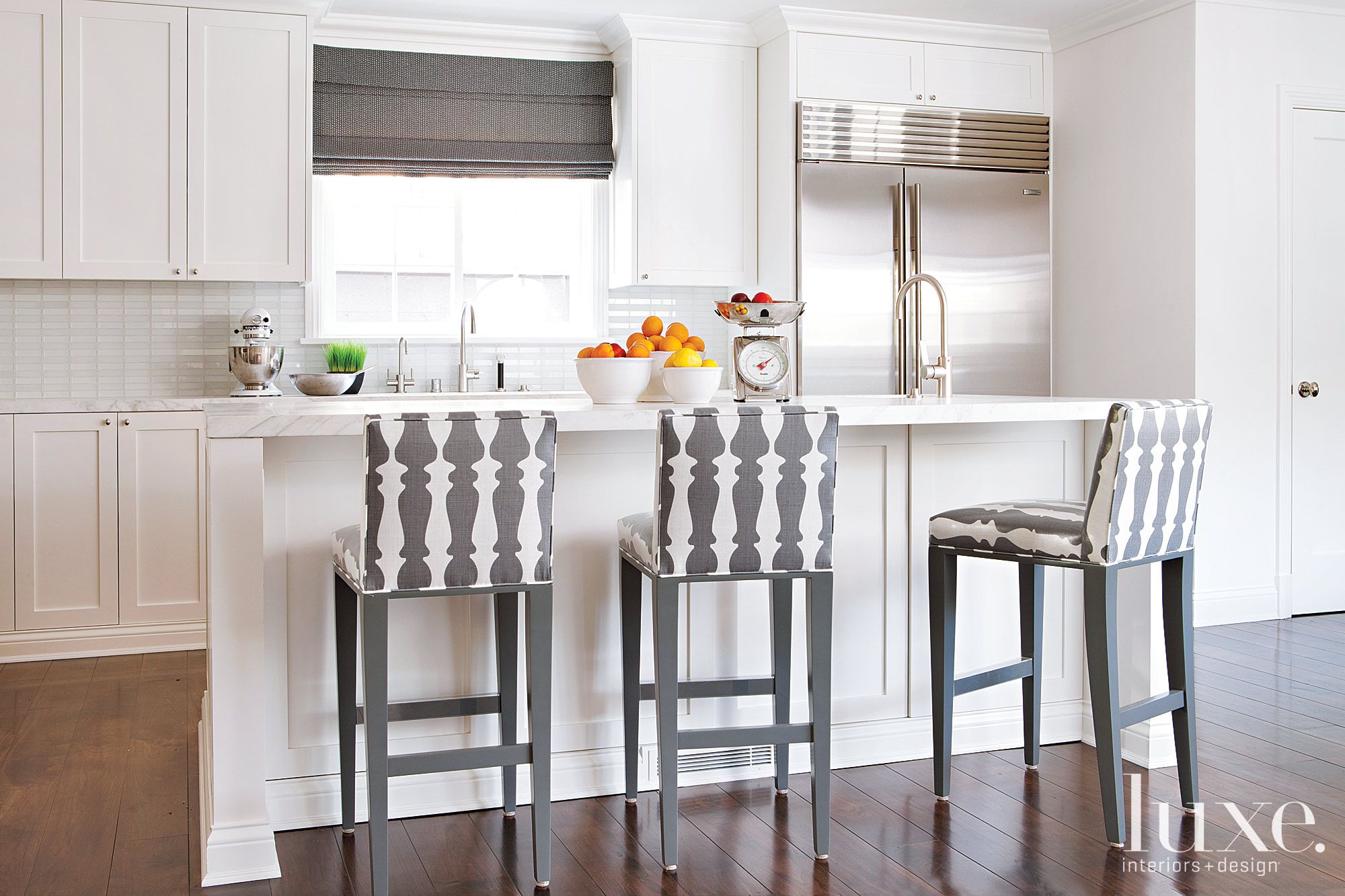 Custom patterned chairs Luxe Interiors + Design