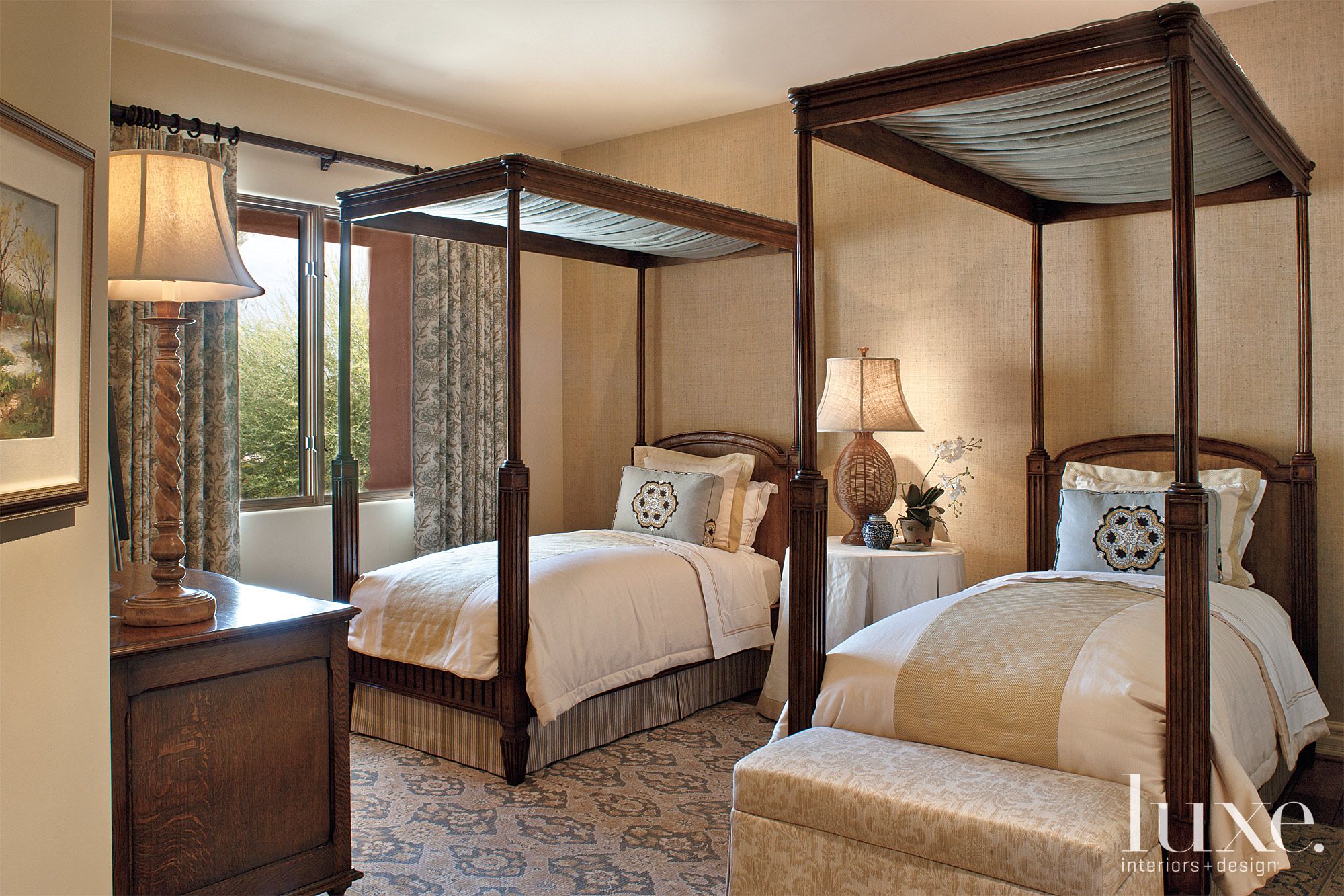 Mediterranean Neutral Guest Bedroom Luxe Interiors + Design