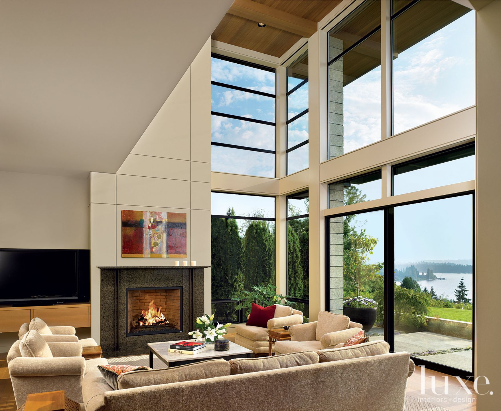 Modern TwoStory Living Room Luxe Interiors + Design