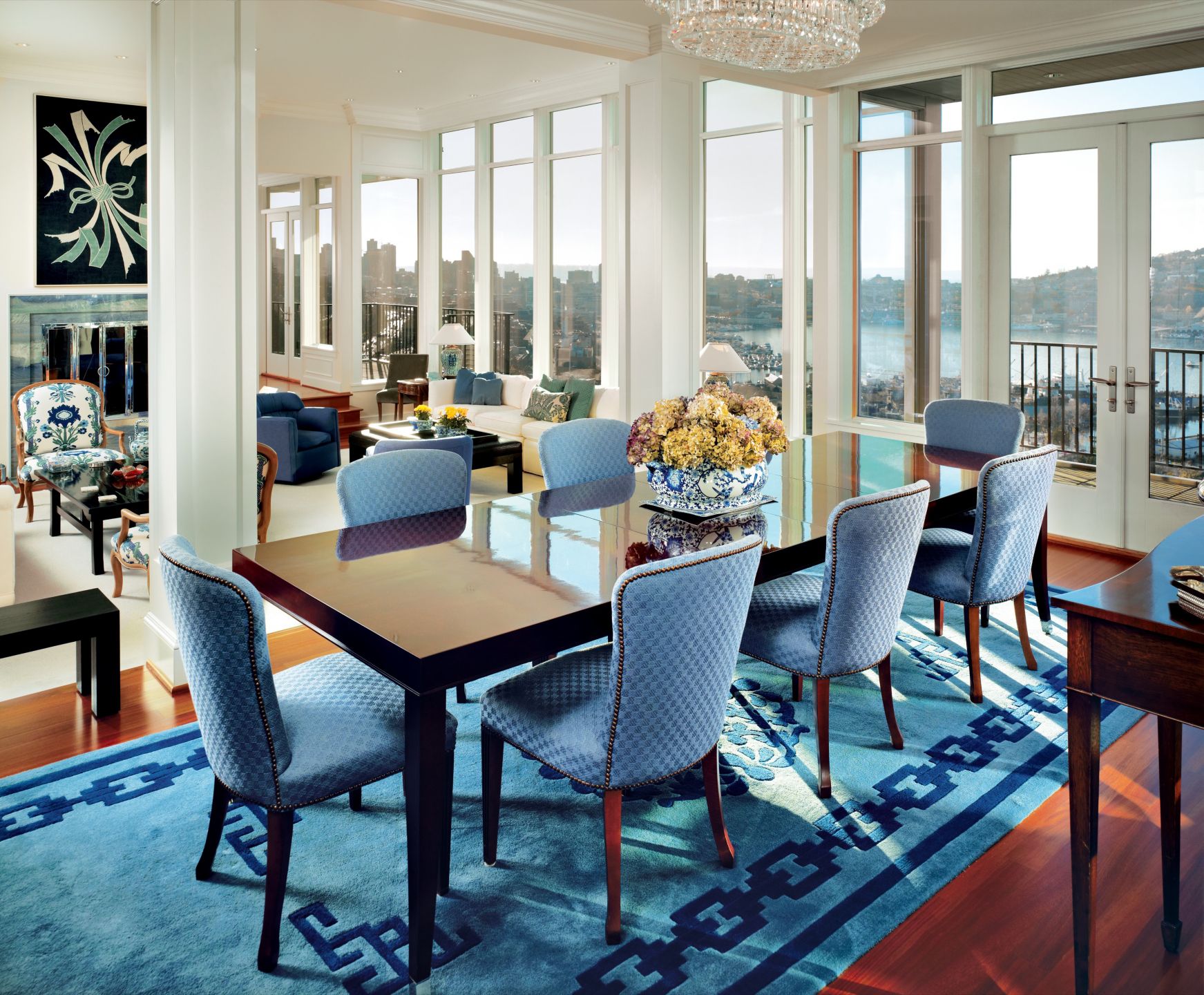 Traditional Blue Dining Room - Luxe Interiors + Design