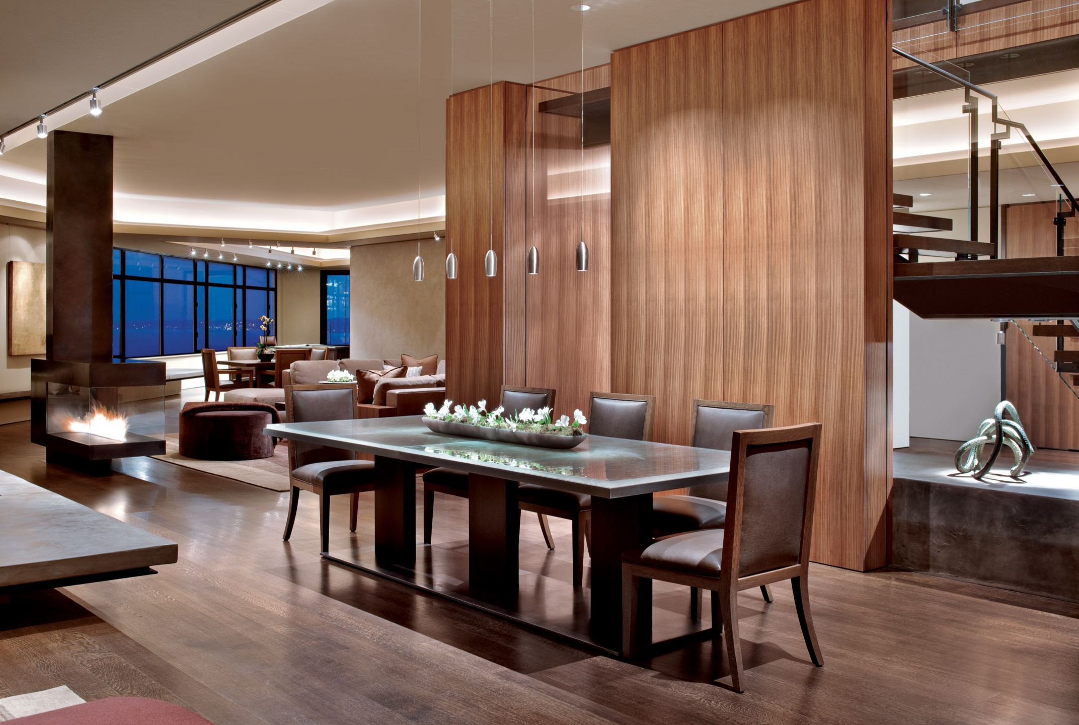 Contemporary Open Dining Area Luxe Interiors + Design