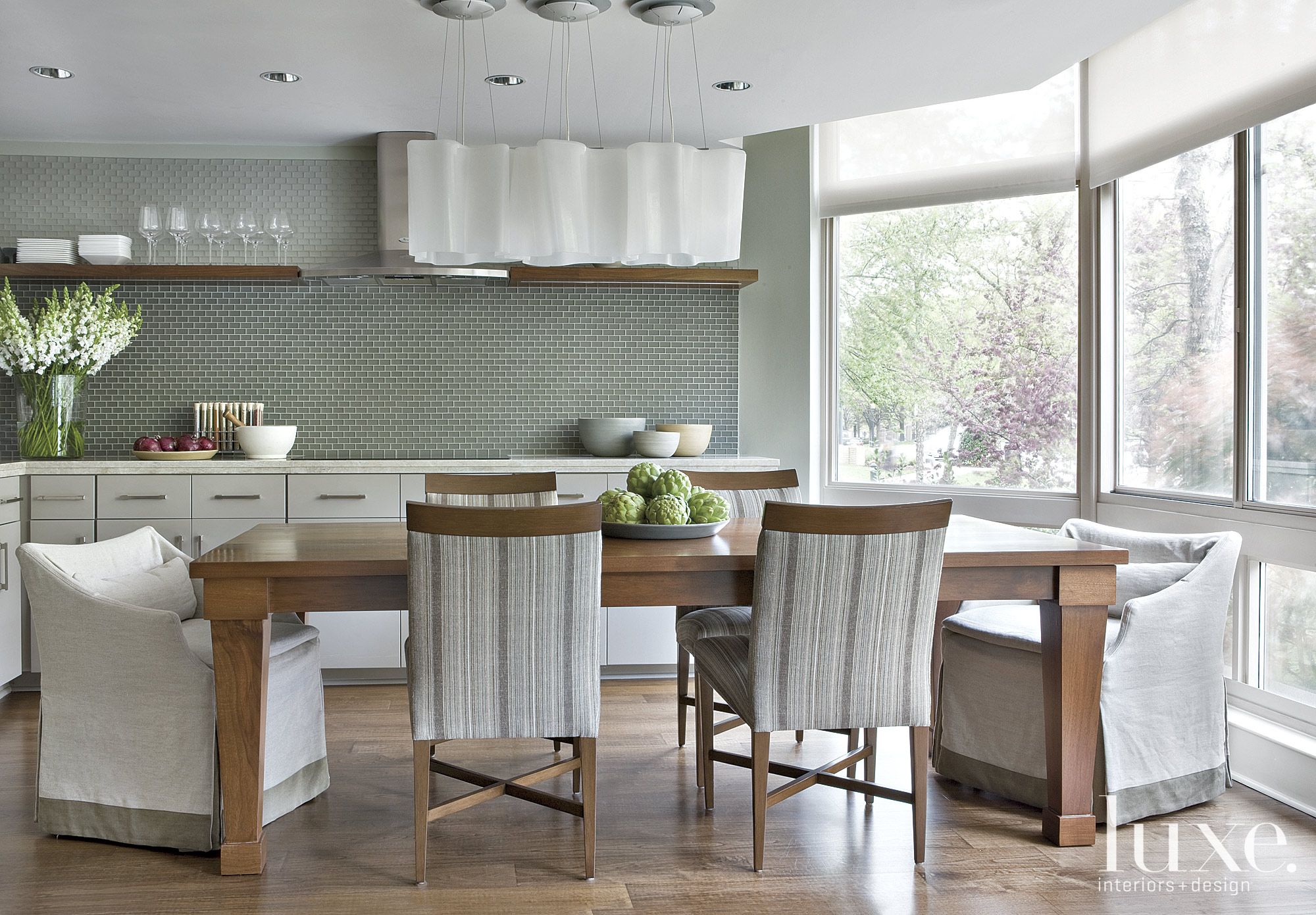 Contemporary Sage Kitchen Luxe Interiors + Design