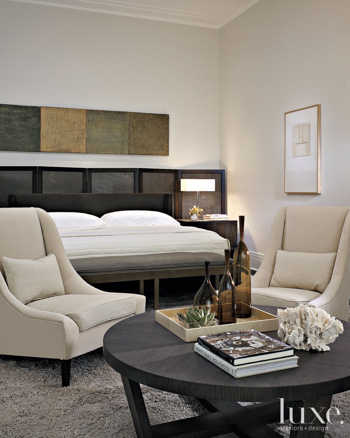 Modern Cream Master Bedroom - Luxe Interiors + Design