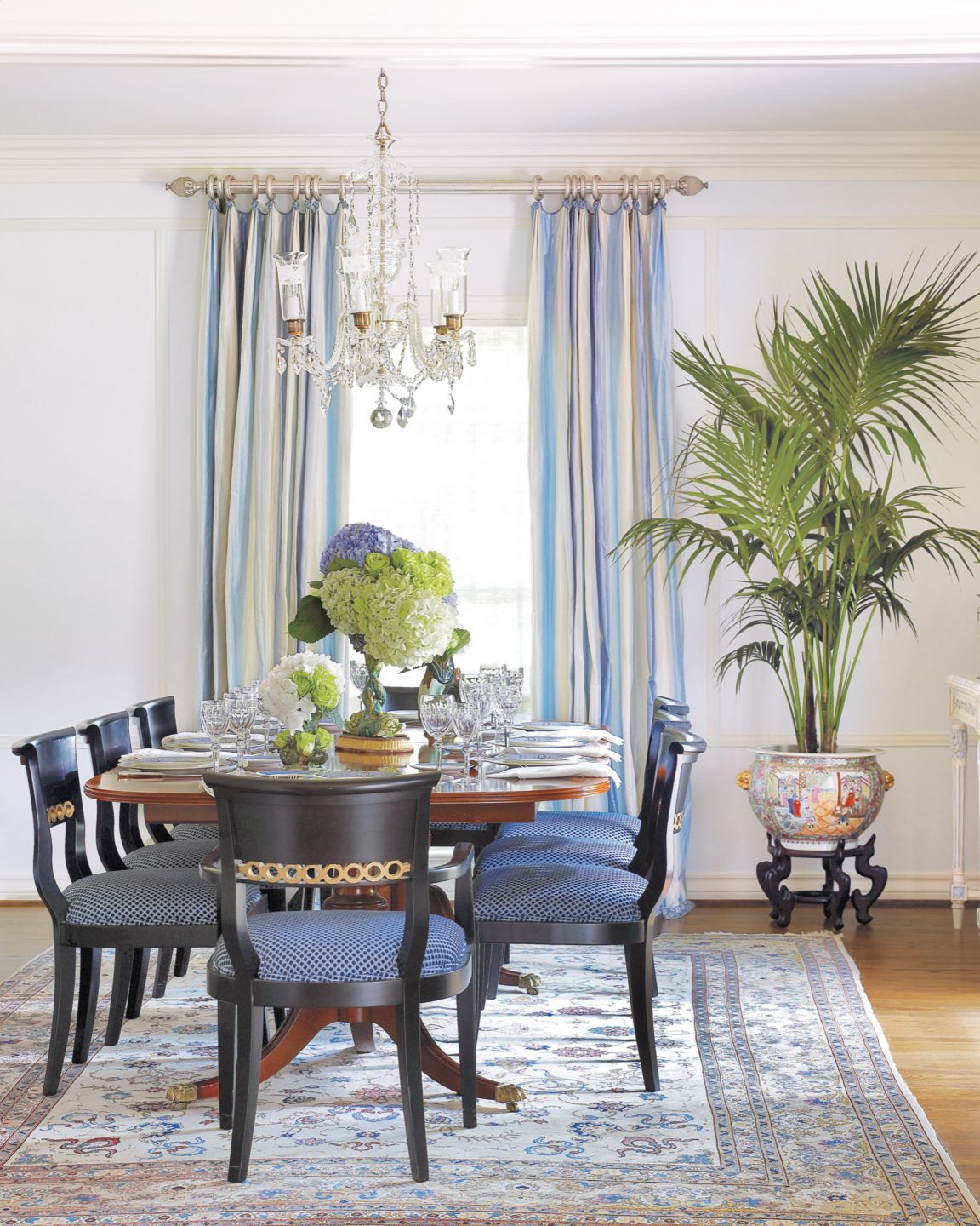 Traditional Blue Dining Room Luxe Interiors + Design