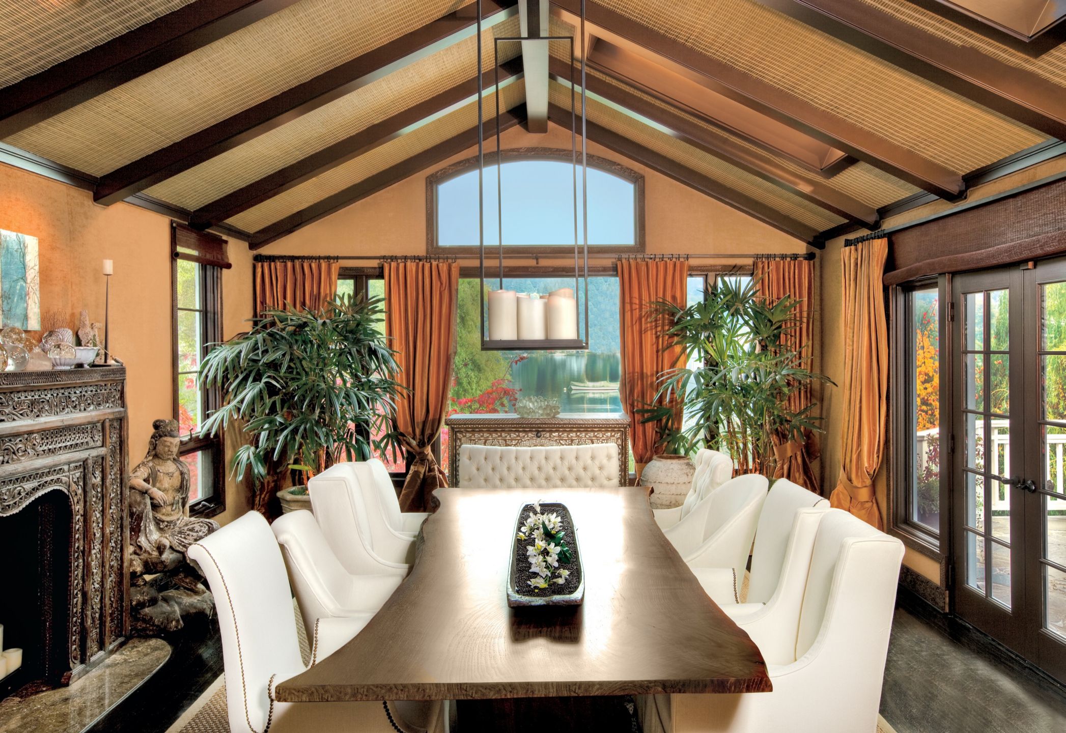 Eclectic Neutral Dining Room Luxe Interiors + Design