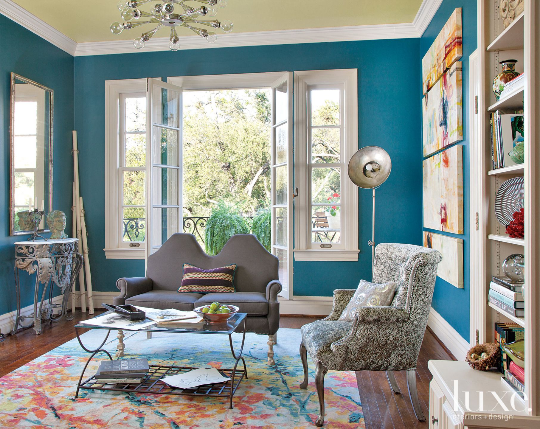 Blue and Green Contemporary Art Studio Luxe Interiors + Design