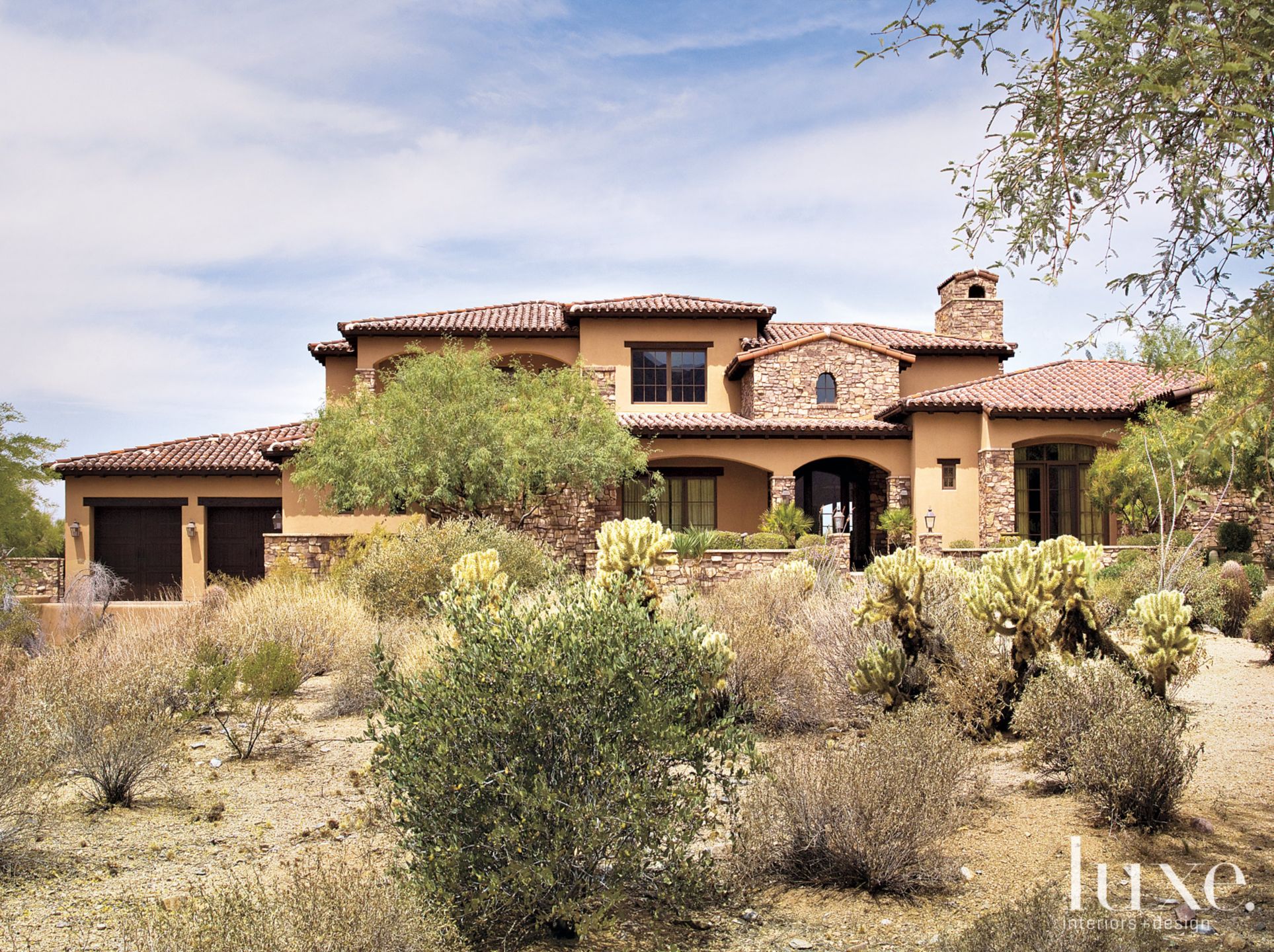 Traditional Neutral Ranch with Stucco and Stacked-Stone Exterior - Luxe ...