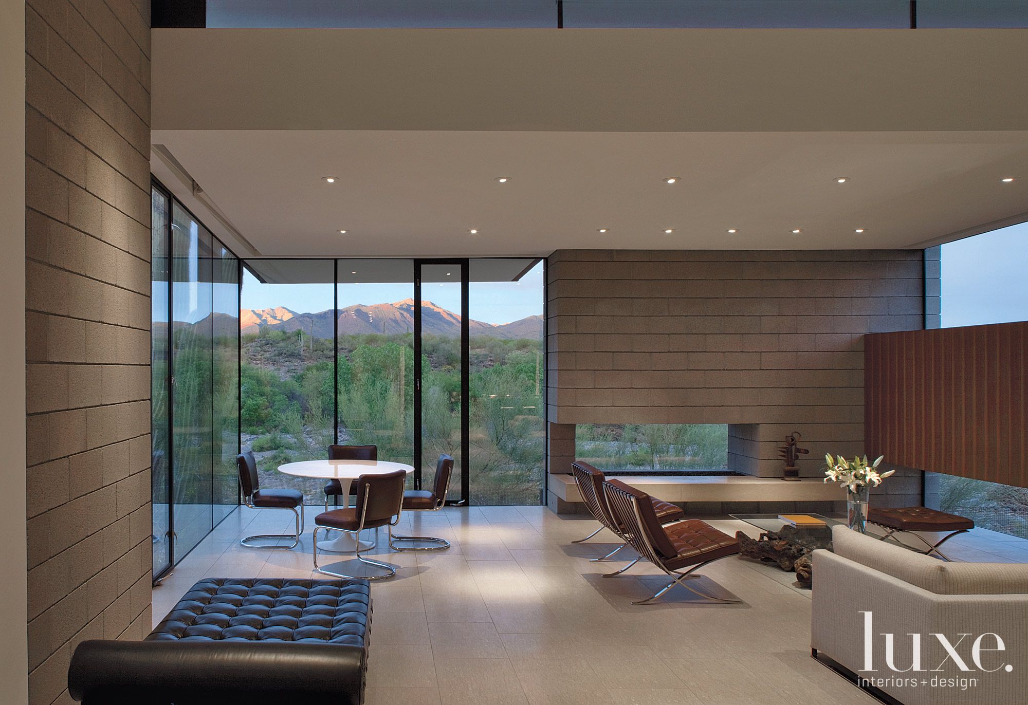 Brown and White Modern Living Room - Luxe Interiors + Design